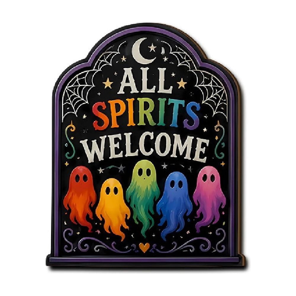Halloween Ghost-Shaped Wall Sign, Festive Party Decoration, Playful Seasonal Accent, Lighthearted Tone and Exciting Atmosphere, for spooky Family Parties and festive Home Walls.