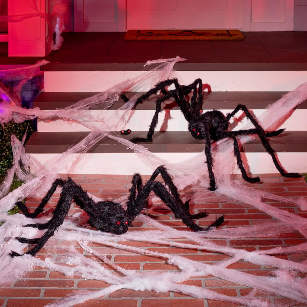Joyfy 6 Packs Colorful Hairy Giant Spiders Halloween Decorations Outdoor,Multi-Size Outdoor Halloween Spider Decorations for Yard Lawn & Patio (30", 30", 20", 20", 12", 12")