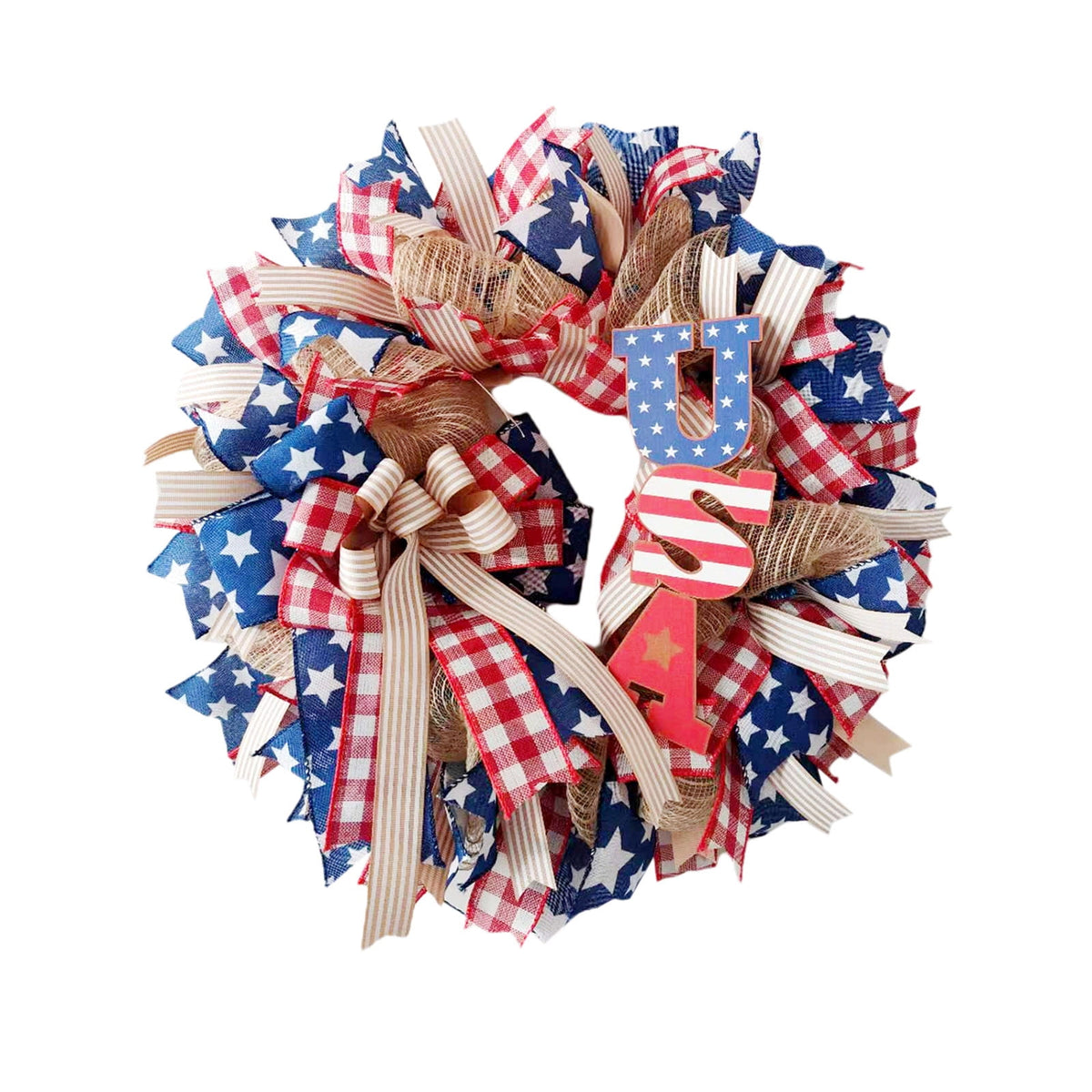 Nkmbld 4th of July Wreaths for Front Door, Independence Day Wreath Red White Blue Flower Wreath for Independence Day Memorial Day Flag Day Decor