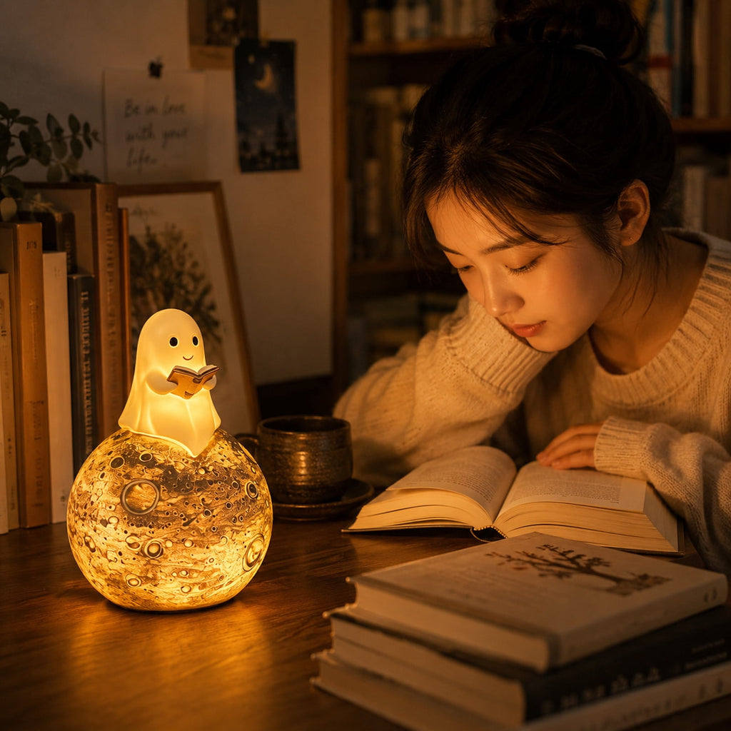 Halloween Ghost Night Light, Cute Ghost Playing The Guitar Lamp, Ghost Warm Lighted Figurine Lamps for Party Bedroom Study Room Home Dorm, Halloween Decor Indoor