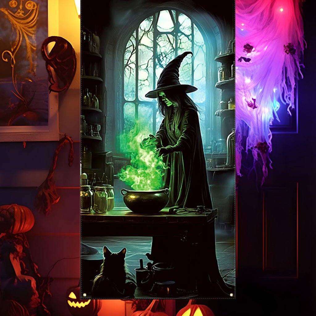 DAMAI Halloween Door Hanging Curtain Party Festival Scene Layout Supplies Decorative Porch Hanging Cloth