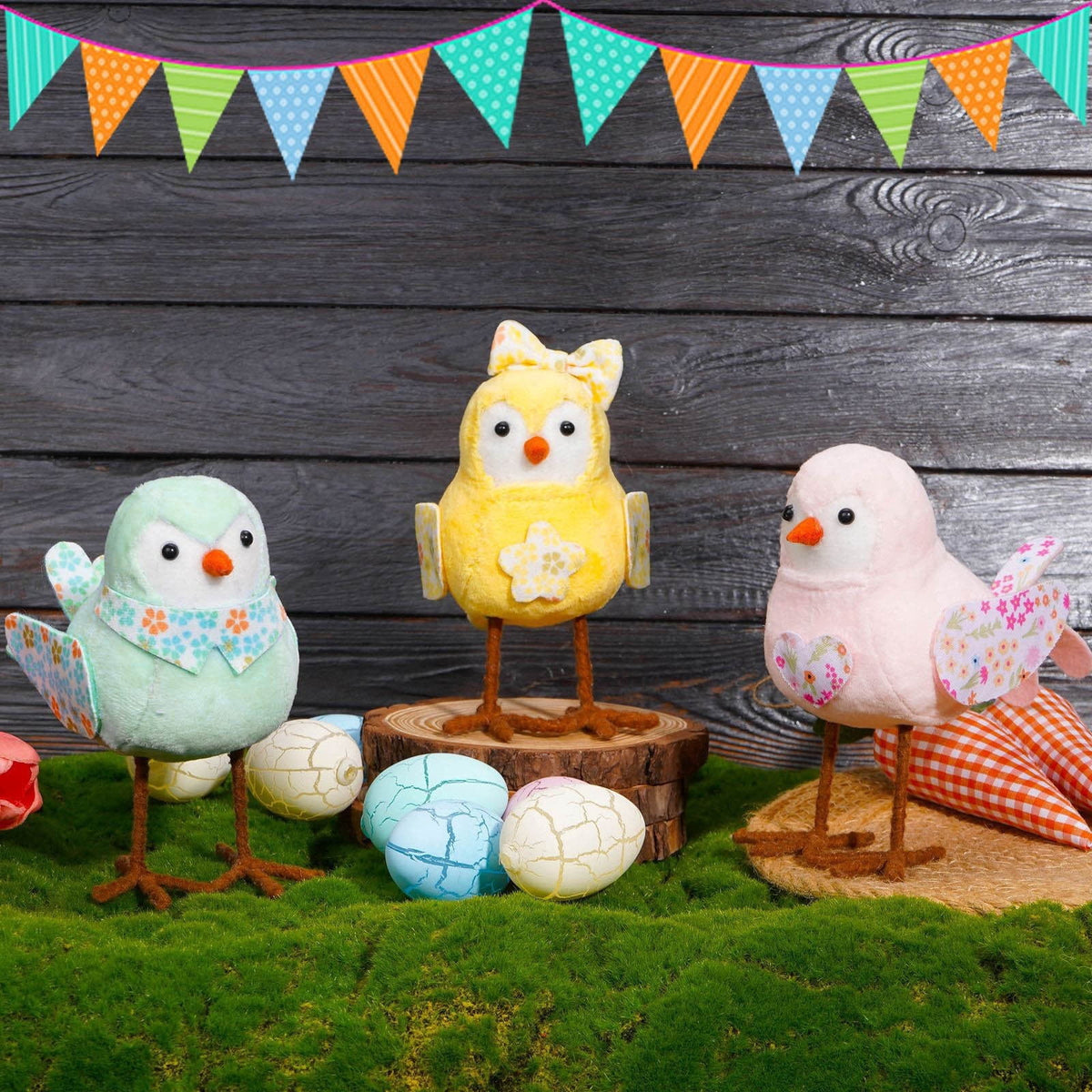 Chanana Easter Plush Bird Decorations Bird Figurines Table Ornament Cute Sparrow Fabric Sparrow Ornaments Centerpieces Table Tiered Tray Fireplace Spring Home Decor Tabletop Holiday Decorations