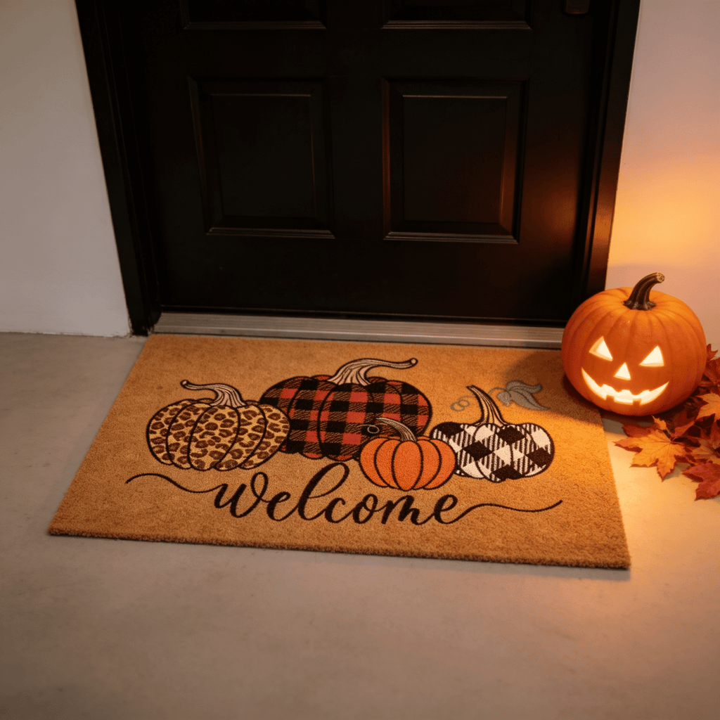 Halloween Pumpkin Doormat, Soft Non-Slip Indoor Outdoor Welcome Rug for Entryway Porch and Front Door