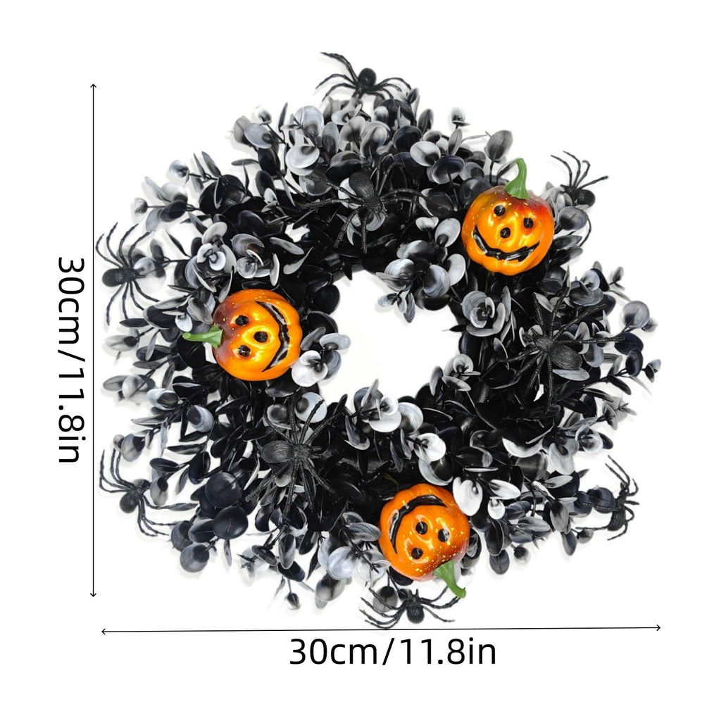 Hotyverty Halloween Wreath for Front Door, 13.77 Inch, Skull With Black Bow Wreath Halloween Decorations For Covered Outdoor Door & Farmhouse Gothic Home Ornament