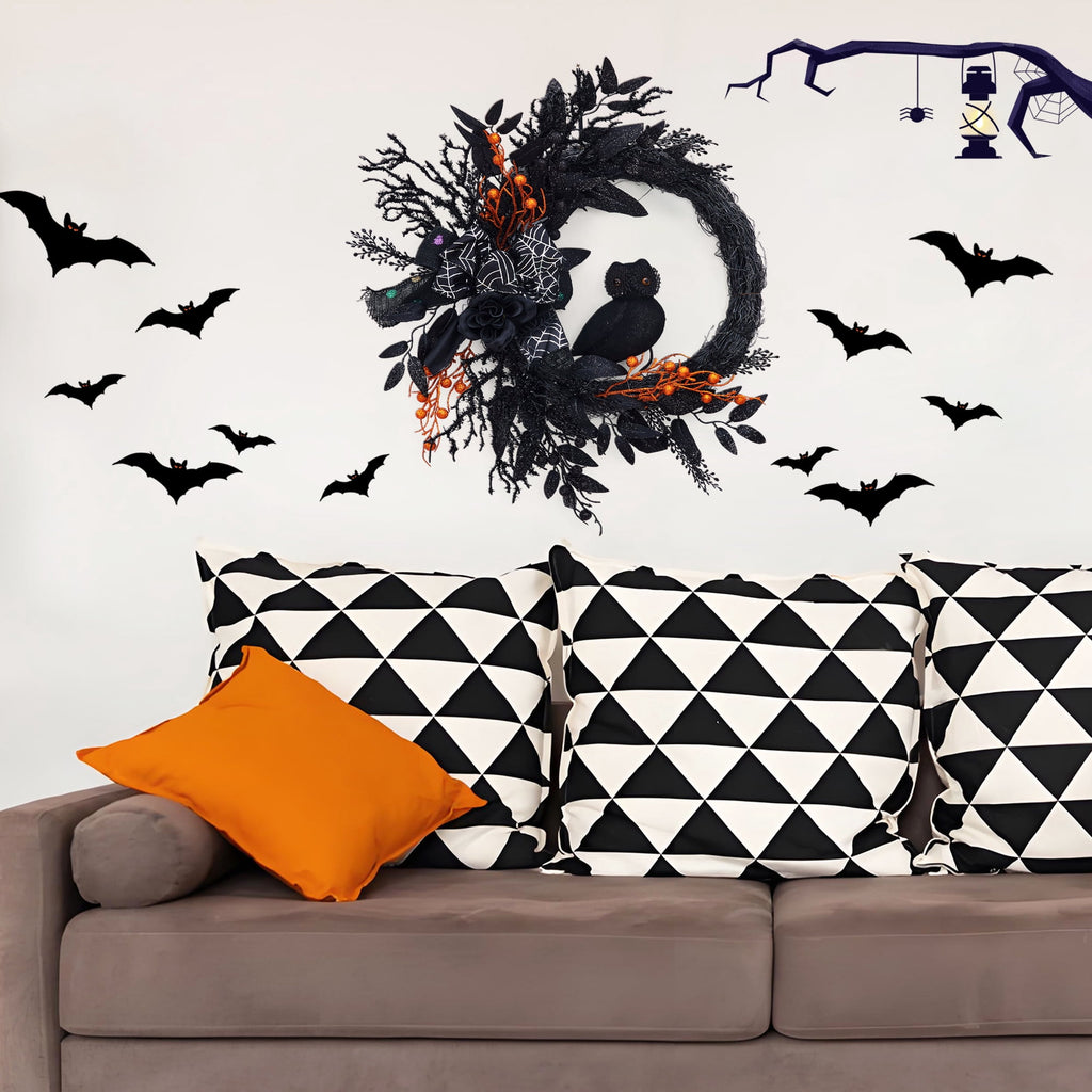 Halloween Wreath, Halloween Decorations Prelit Front Door Wreath for Indoor Wall Window Decor（18/20/22 Inch）