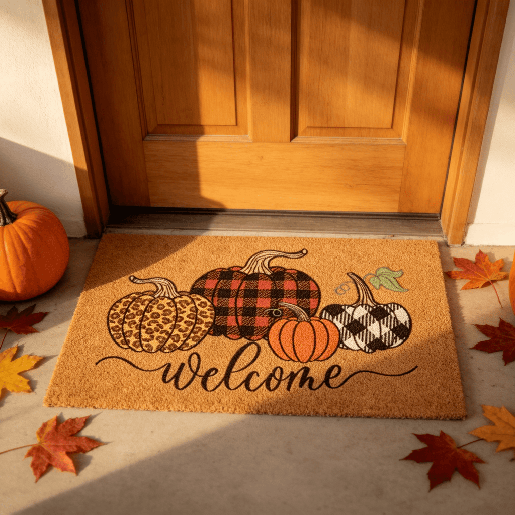 Halloween Pumpkin Doormat, Soft Non-Slip Indoor Outdoor Welcome Rug for Entryway Porch and Front Door