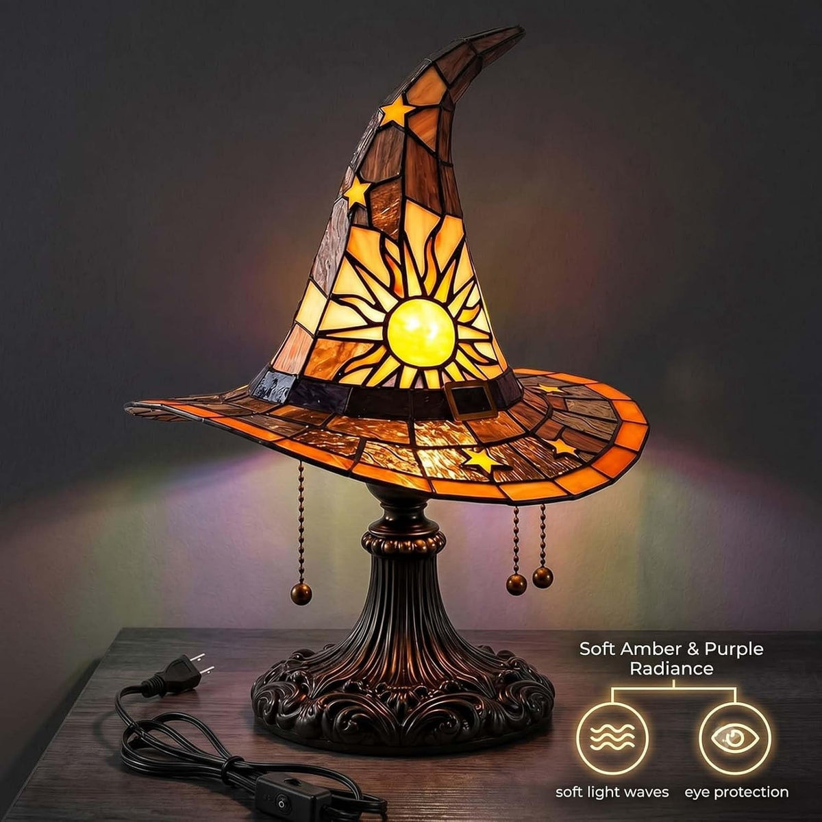 Clearance Witch Hat Lamp, Halloween Nigh Light Handcrafted Retro Resin Witch Hat Light, Usb Powered, Gothic Halloween Decorations for Bedroom