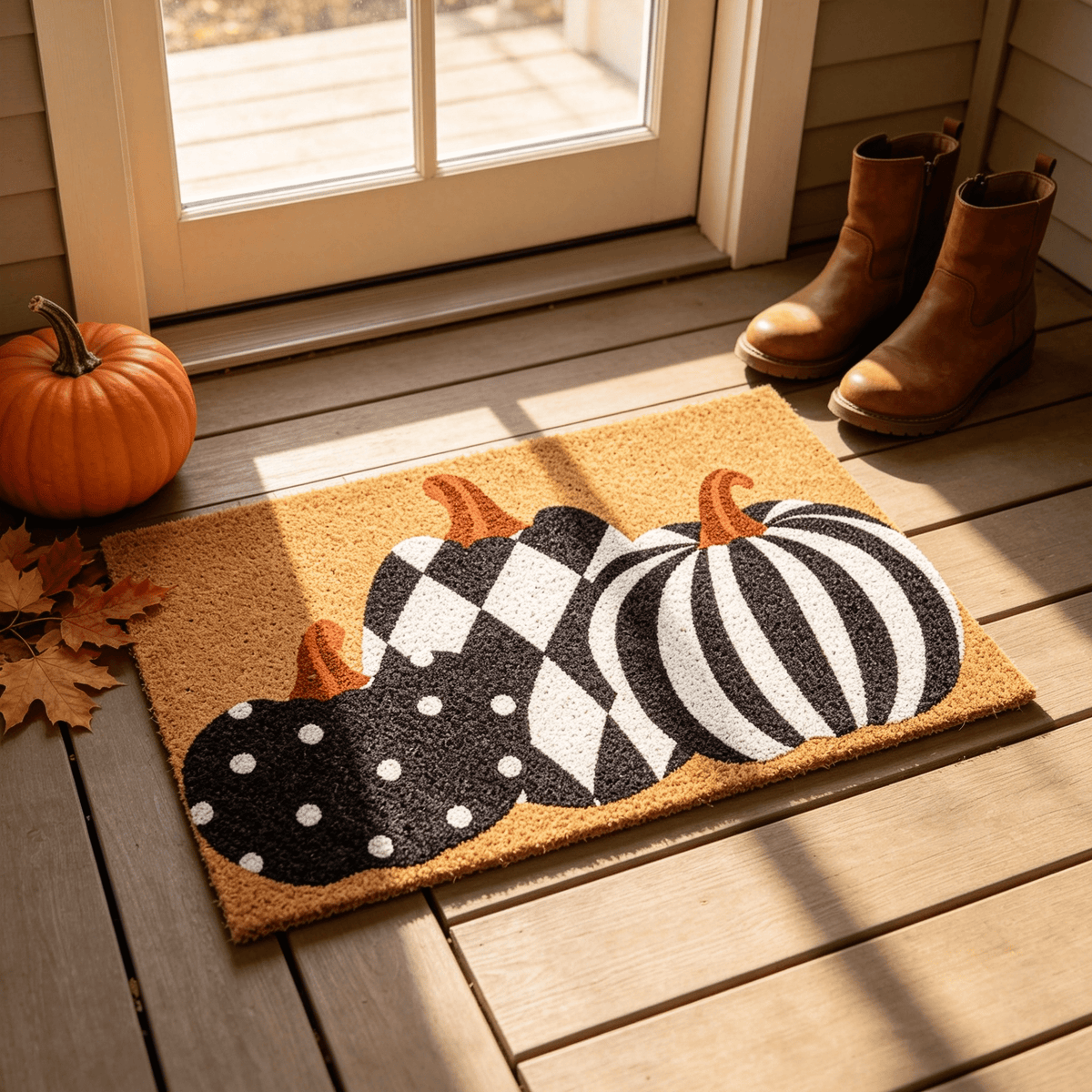 Halloween Pumpkin Doormat, Soft Non-Slip Indoor Outdoor Welcome Rug for Entryway Porch and Front Door