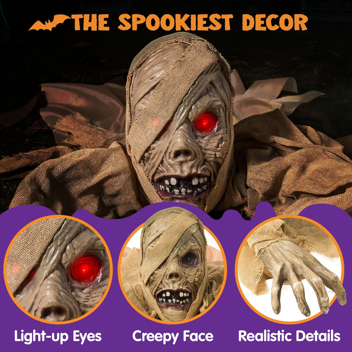 Joyfy Halloween Groundbreaker Halloween Decorations Zombie with Sound and Flashing Eyes,Outdoor Scary Halloween Yard Decorations,Haunted House Decorations