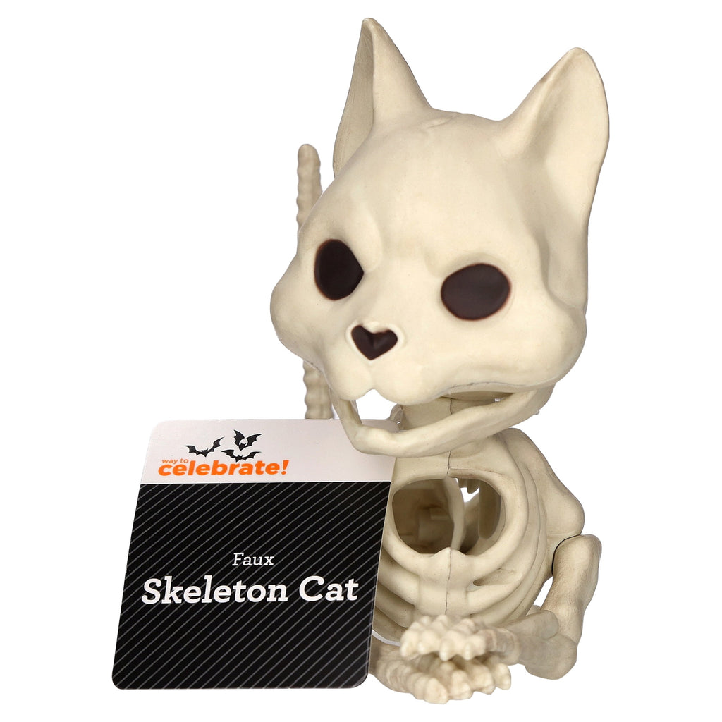 Faux Skeleton Cat Decoration, 5.1", Halloween by Way To Celebrate