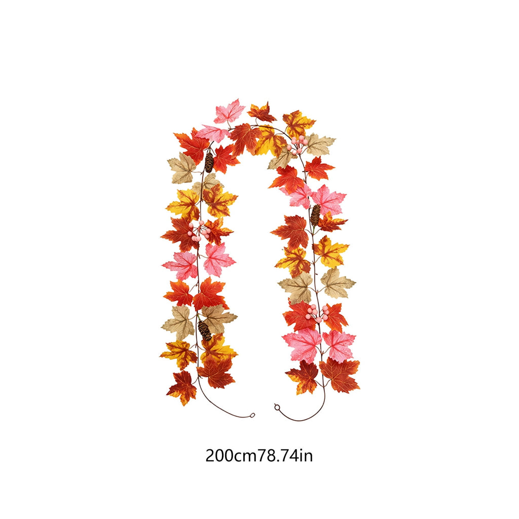 Chmadoxn 78.74" Halloween Thanksgiving Maple Leaf Garland with Mini Pumpkins & Berries, Artificial Fall Leaves Vine for Mantel Staircase Porch, Autumn Harvest Hanging Home Decor