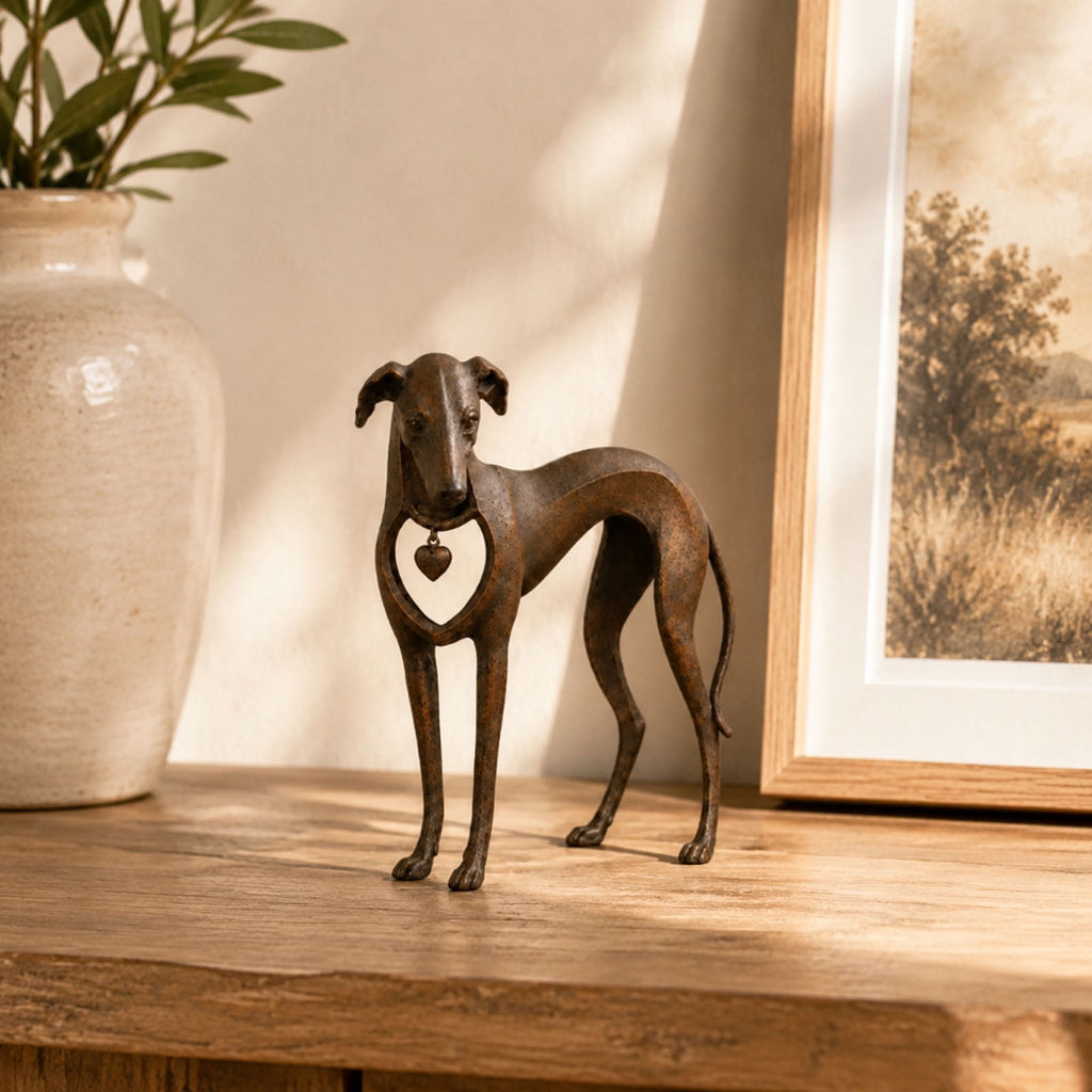 Dachshund Statue 9", Rusted Metal Dog Sculpture for Garden Yard, 1 Pack
