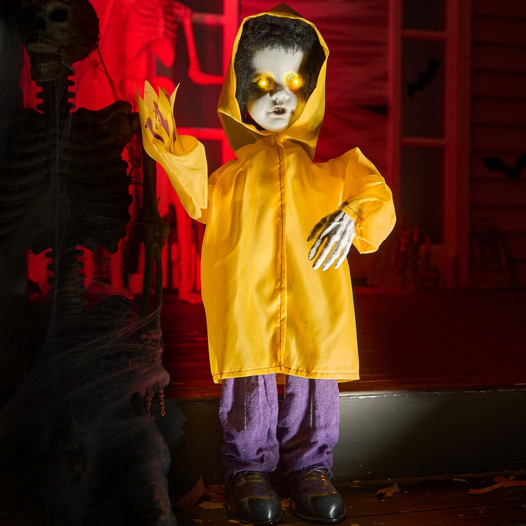 Joyfy Halloween Decorations Outdoor, 72"(6ft) Light Up Animated Scary Decorations Pumpkin Ghost with Sound Activation,Animatronics Pumpkin Decorations for Haunted House Prop Yard Decor