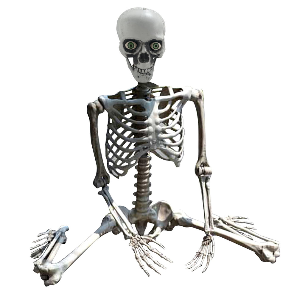 Realistic White Plastic Half Torso Skeleton Tabletop Prop, Detailed Human Half Skeleton Halloween Desktop Decor, Weatherproof Indoor Outdoor Reusable Spooky Party Ornament