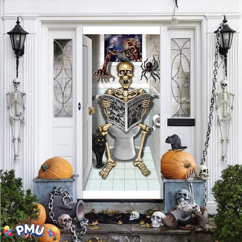 PMU Halloween Bathroom Door Cover, Halloween Decor, Door Decor