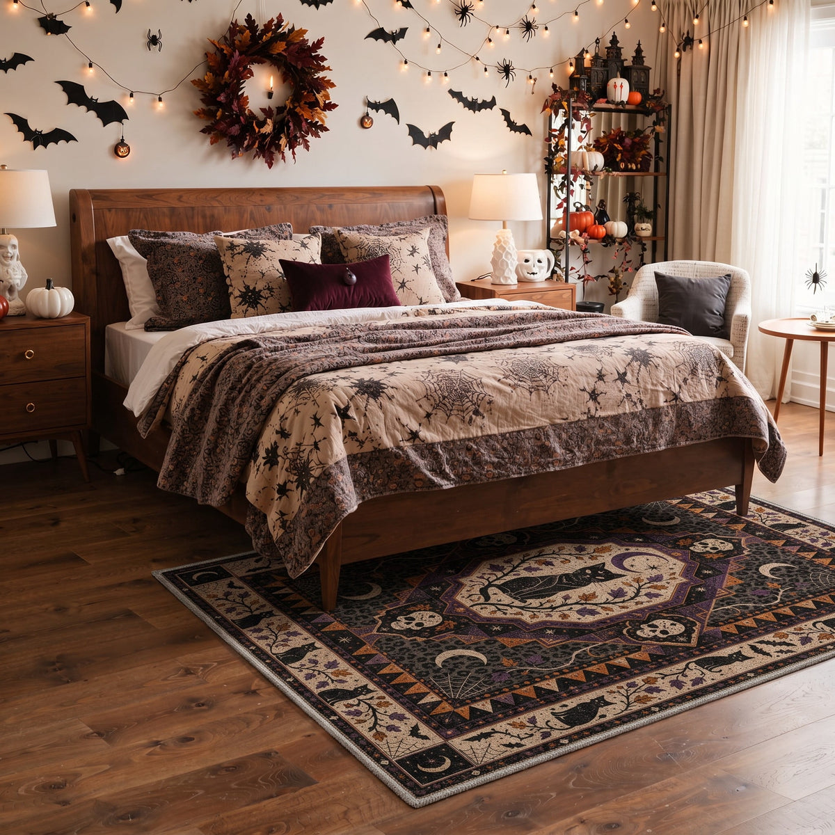 KUETH 3'x5' Halloween Machine Washable Area Rug, Non-Slip Rugs for Living Room, Bedroom and Dining Room, Orange