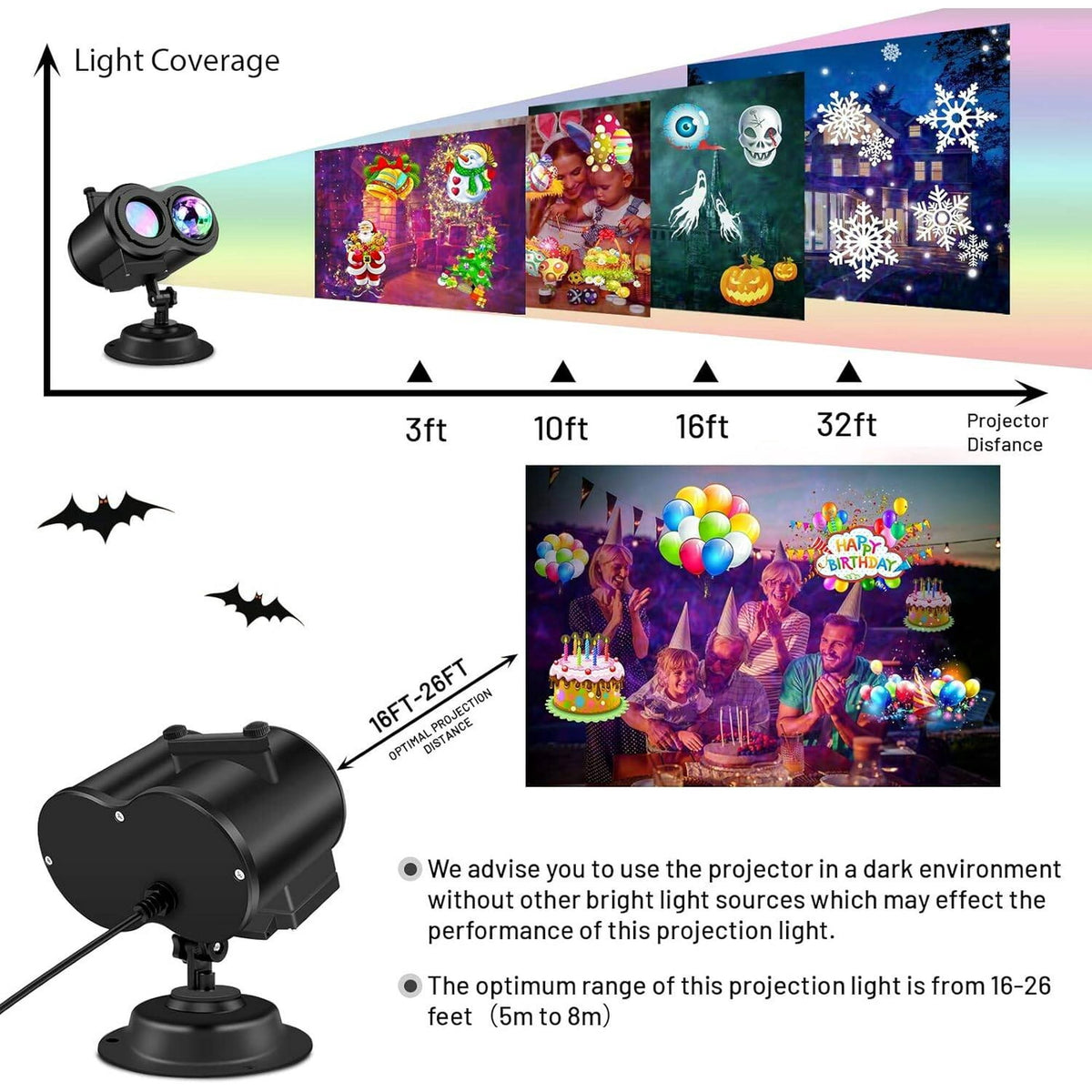 Morfone Halloween Projector Lights, Waterproof Holiday Projector Lights for Halloween Decorations Outdoor or Indoors