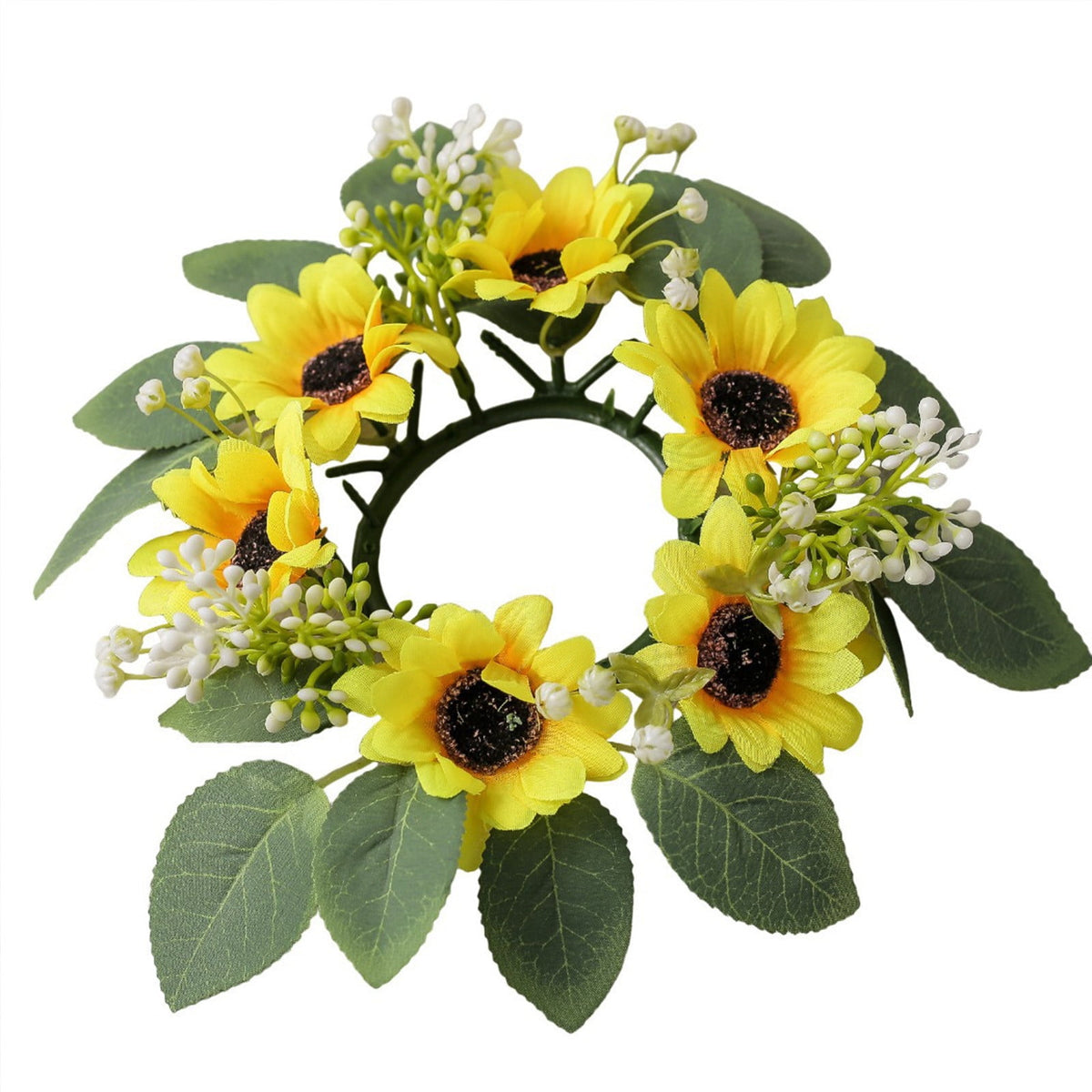 Guozer 1PCS Fall Candle Rings Wreaths Decorative Rattan Garland with Maple Leaf Berries for Thanksgiving Halloween Table Decor (No Light)