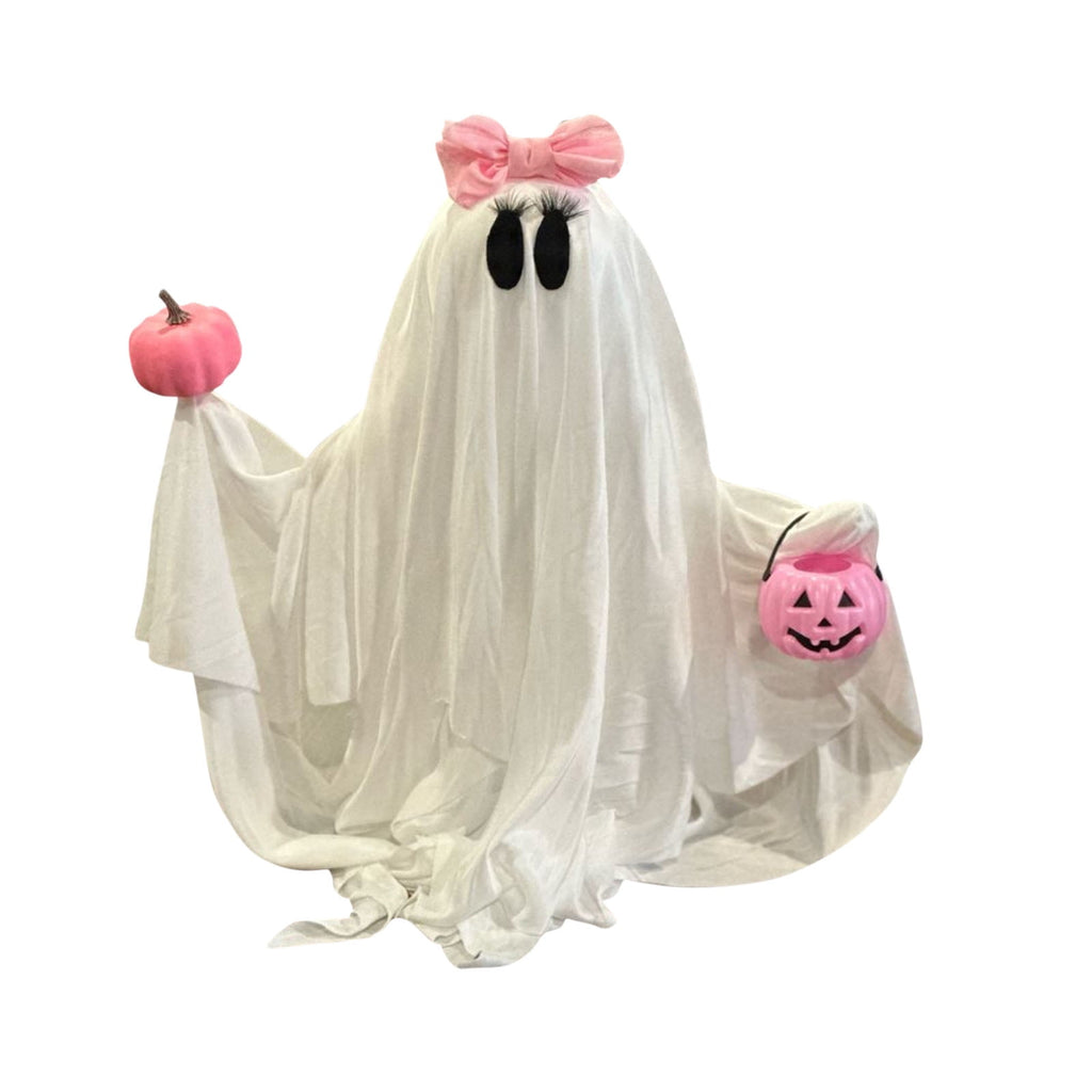 Pink Ghost Decorations Halloween Spooky Ghosts with Pink Bow Table Decor Scary Halloween Centerpiece Party Home Table Room Kitchen Office