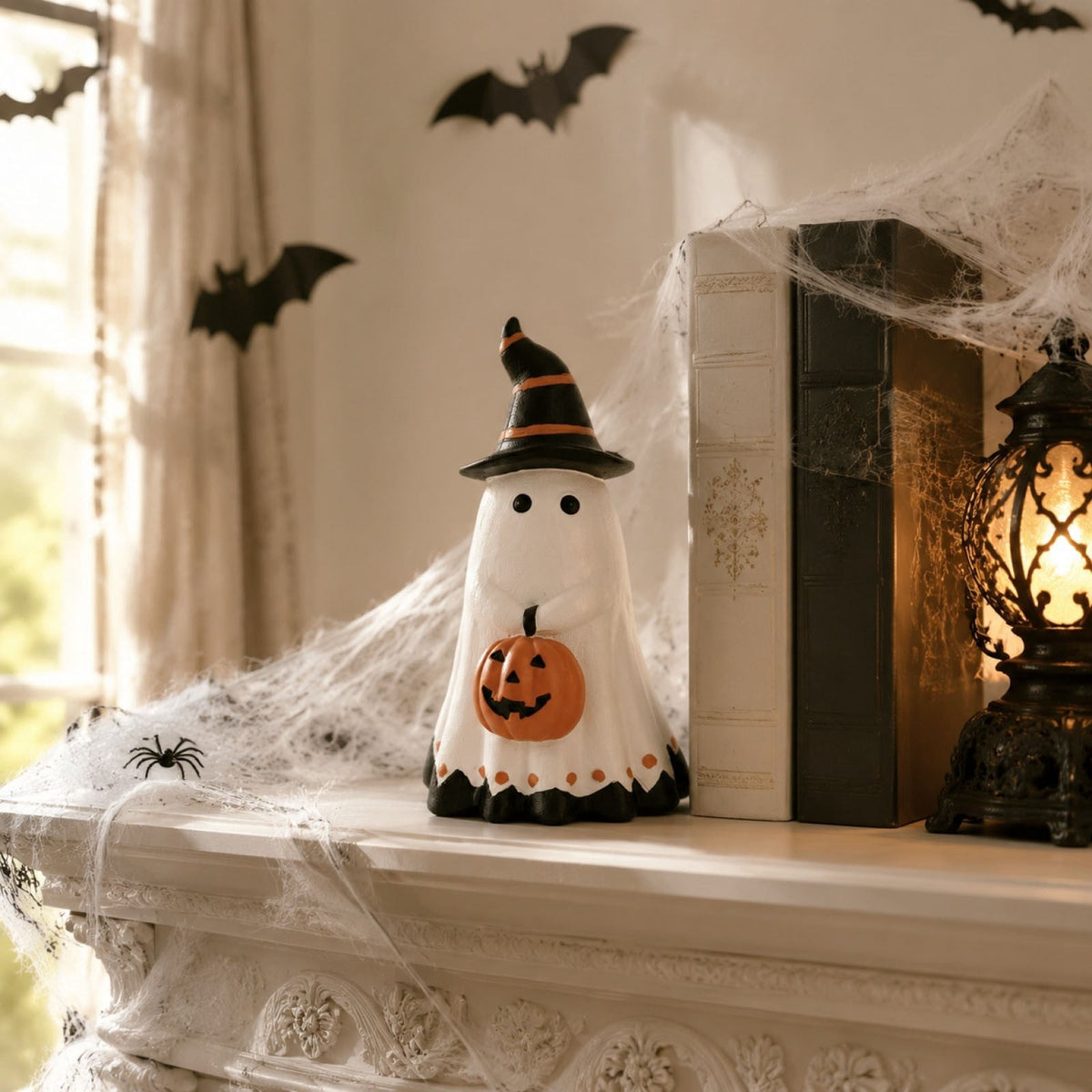 Hotyverty Vintage Window Skeleton Resin Wall Figurine, Gothic Indoor Wall Decor for Door Mantel, Creative Halloween Gift for Halloween Party Decor Enthusiasts