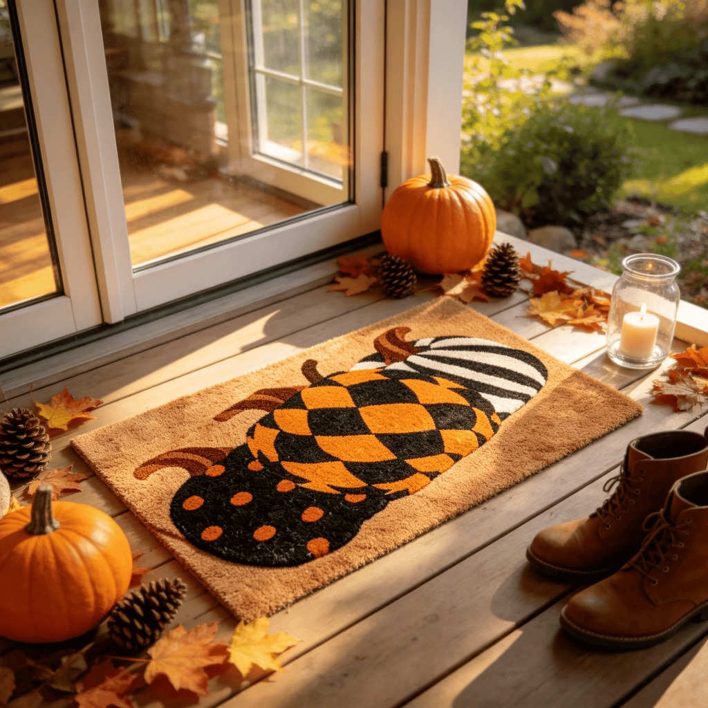 Halloween Pumpkin Doormat, Soft Non-Slip Indoor Outdoor Welcome Rug for Entryway Porch and Front Door