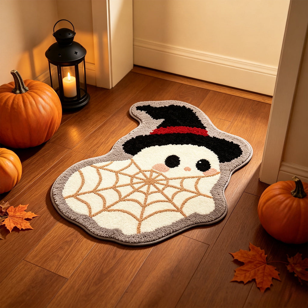 Halloween Ghost Door Mat, Cute Welcome Mat for Front Door Porch Entryway Haunted Outdoor Decor Spooky Decorative Entrance Doormat Non Slip Halloween Rug, 16" x 24"