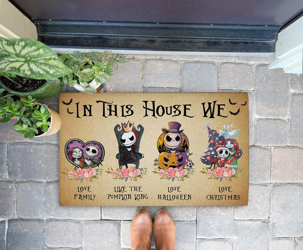Jack Skeleton Door Mat 30x17 inch, Nightmare Christmas Welcome Doormat, Nightmare Christmas Gfits, Nightmare Christmas Decor