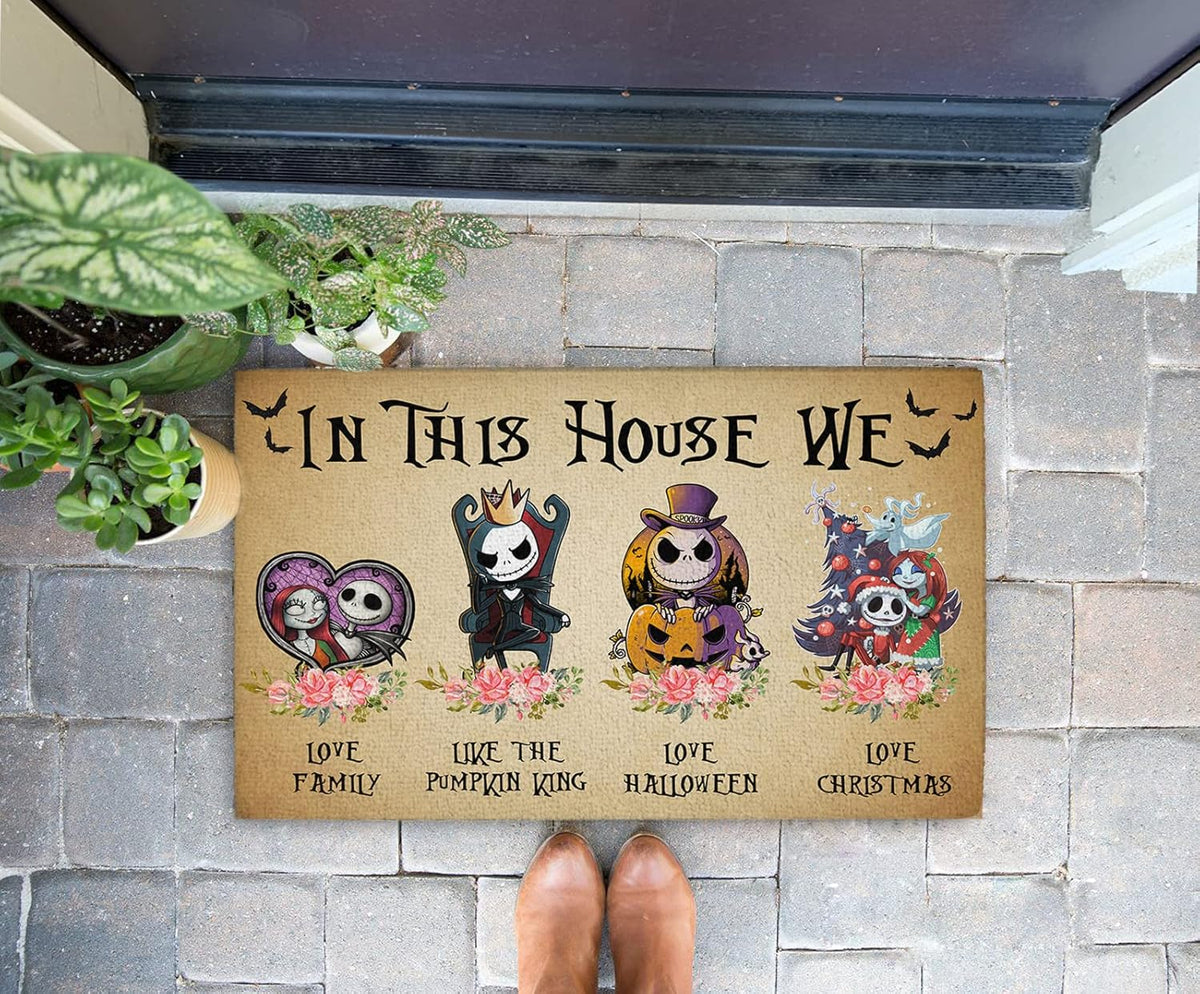 Jack Skeleton Door Mat 30x17 inch, Nightmare Christmas Welcome Doormat, Nightmare Christmas Gfits, Nightmare Christmas Decor