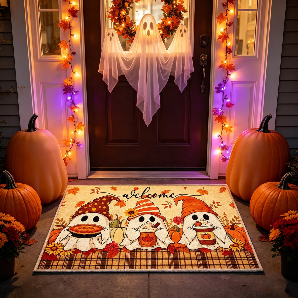 Halloween Kitchen Mat Halloween Printed Carpet Non-slip Entry Door Entry Mat Absorbent Bathroom Kitchen Entryway Mat 40*60cm