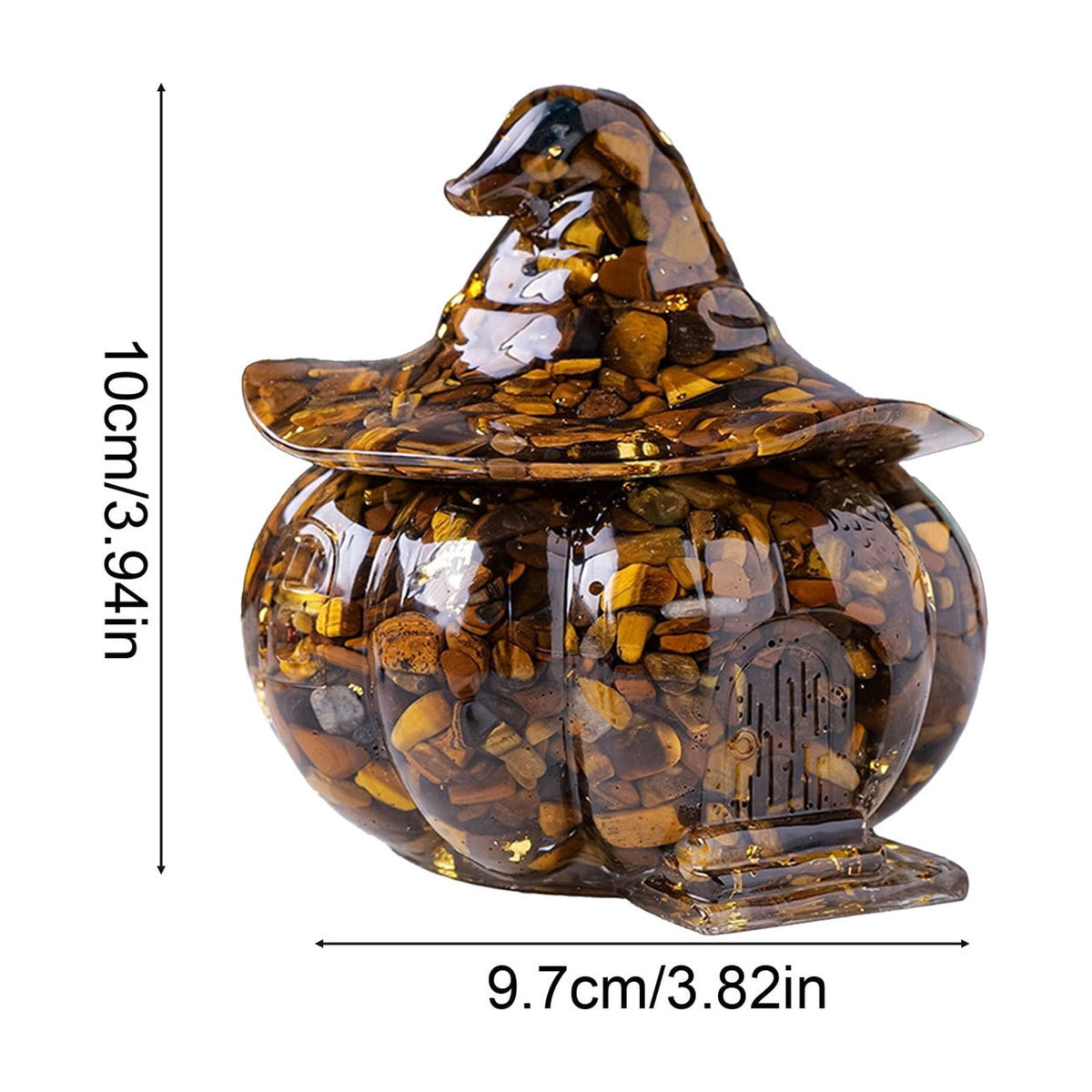 Halloween Pumpkin Candy Bowl with Lid, Decorative Plastic Treat Jar with Crushed Stone Look for Candy Serving and Seasonal Table Display, Reusable Spooky Home Accent, Home Decor, Brown