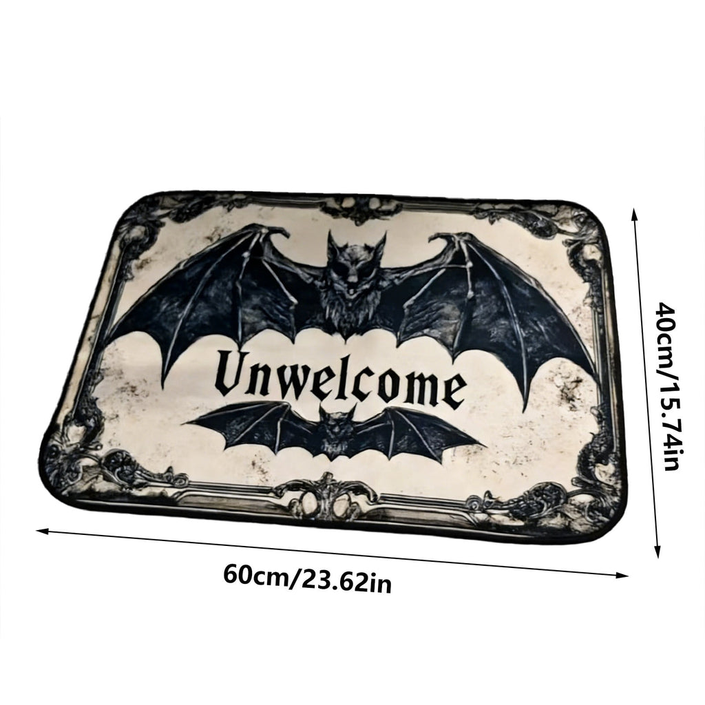 Gothic Halloween Doormat, Decorative Welcome Mat for Front Door, Party Entrance Rug with Spooky Design for Indoor Outdoor Porch Decor