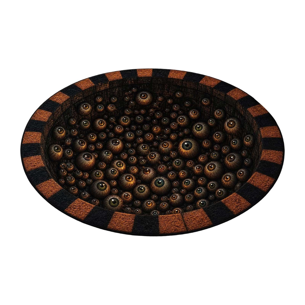 Win s Way 3D Illusion Round Halloween Rug Optical Illusion Doormat Non- Washable Entryway Decor Spooky Fall Front Door Mat for Party Decoration Available in 15.8/23.6/31.5 Inch