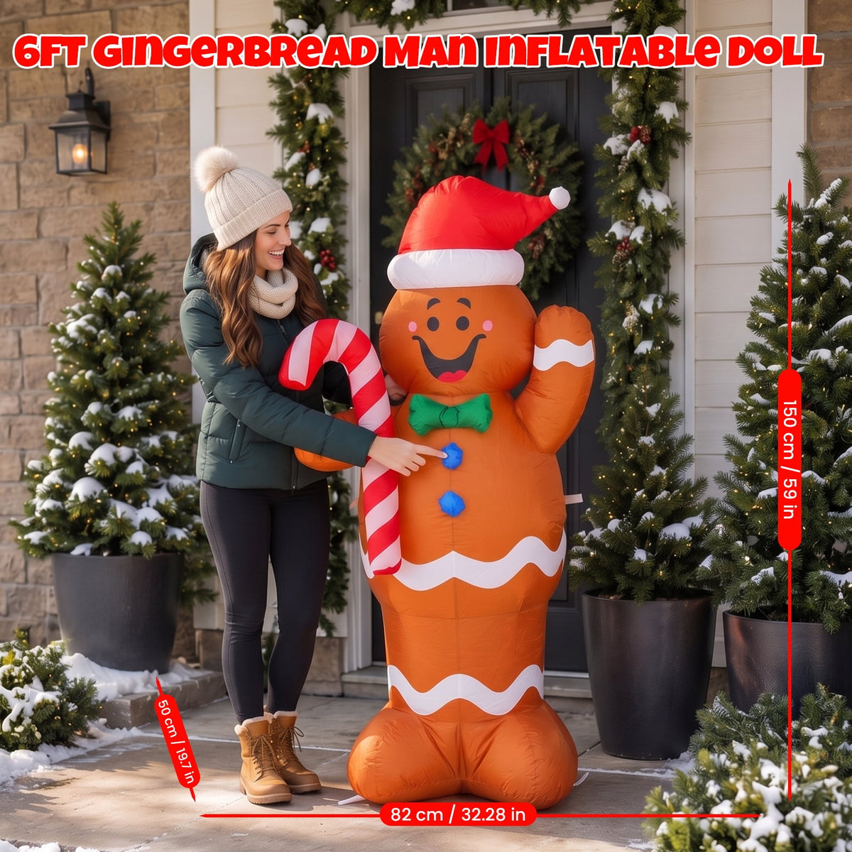 6FT Halloween Inflatable Ghost Pumpkin Decorations with LED Lights, 3 Ghosts Inflatable Yard Decorations for Outdoor Lawn Garden Porch Indoor Party Decorations