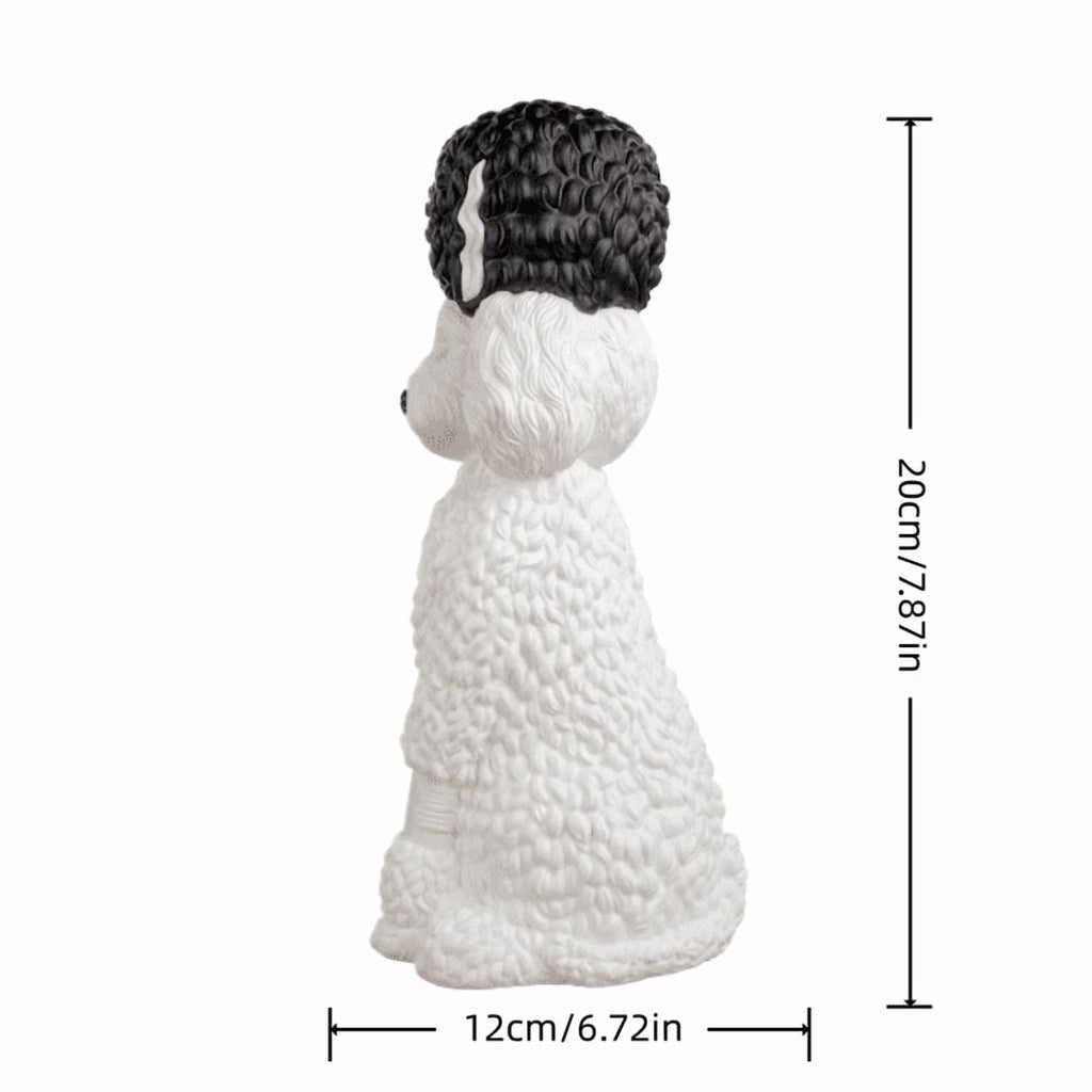 Clearance 7.8" Lighted Poodle Dog Figurine - Resin Warm Glow Statue with Dark Top Knot, Battery Operated Night Light, Cute Tabletop Decor for Home, Nursery, and Pet Lovers