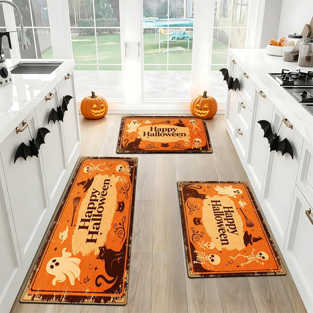 YIMEIS Halloween Orange Pumpkin Lantern Soft Non-slip 1Pc Flannel Mat and Kitchen Rugs,16''x24'',for Bathroom Entryway Bedroom