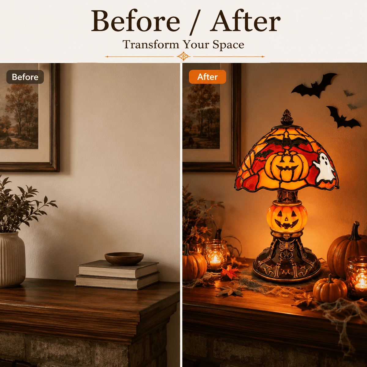 Diceymbol 11.81 Inch Halloween Ghost Night Light, Witch Hat Ghost Lamp with Jack O Lantern, Halloween Decorations Indoor for Table Mantel Party Decor