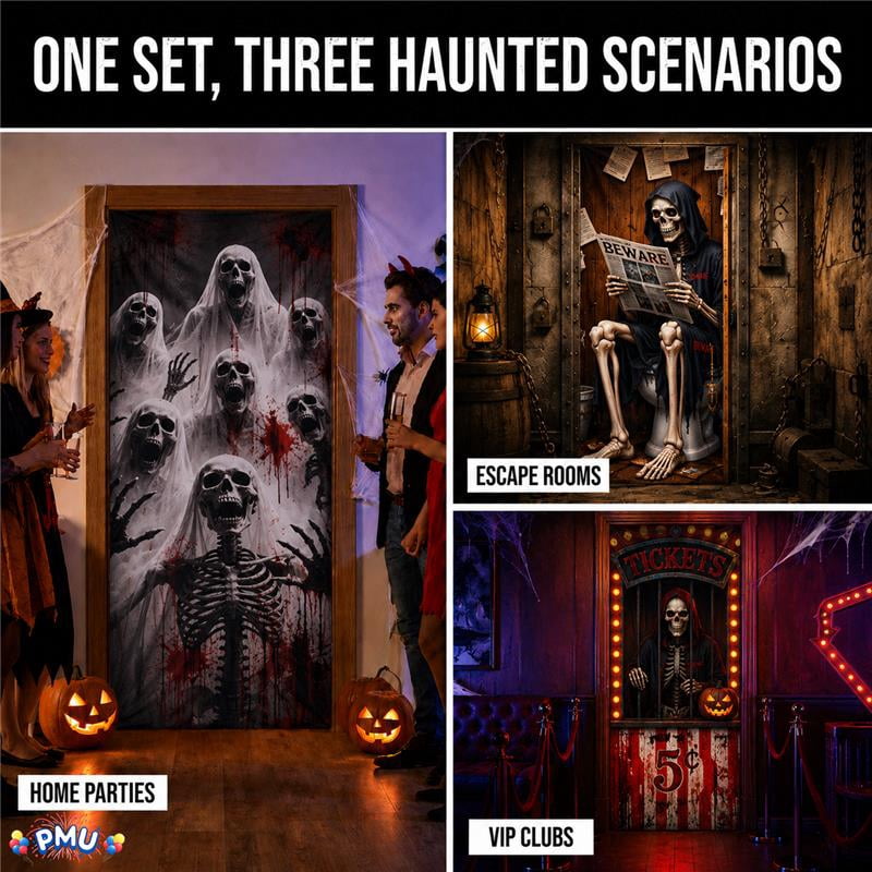 PMU Halloween Bathroom Door Cover, Halloween Decor, Door Decor
