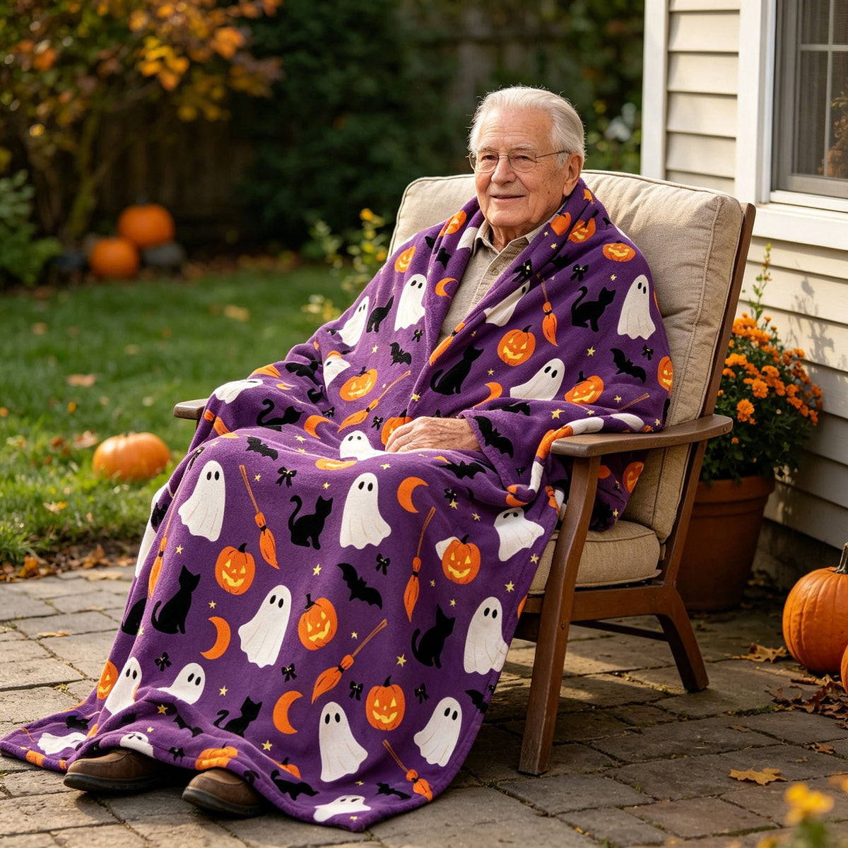 Halloween blanket,Halloween Print Throw Blanket Flannel Soft Cozy Decorative Nap Blanket with Ghost Pumpkin Skull for Office Bedroom Sofa Camping Travel(100x150cm/39x59 Inch),Black