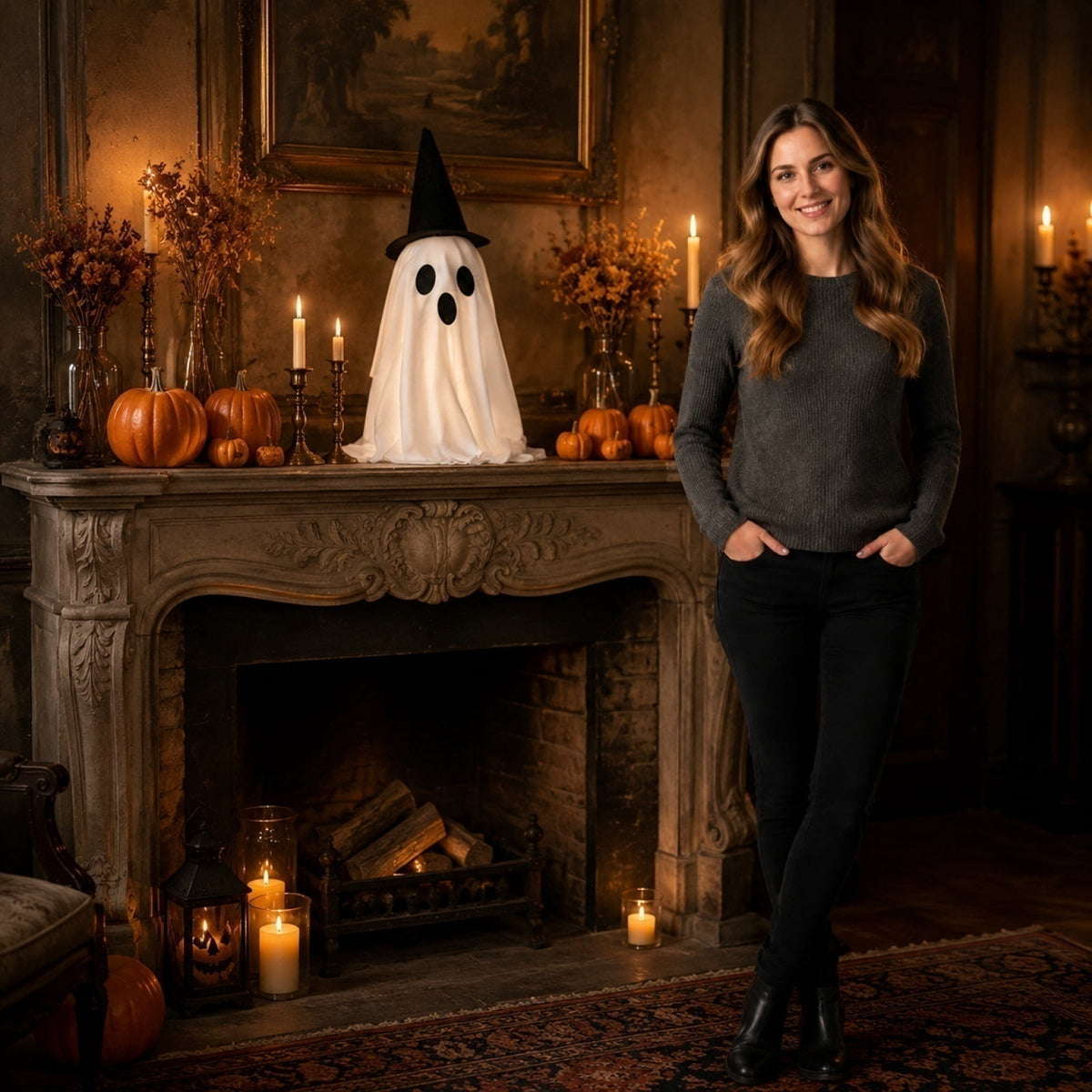 Halloween Decorations Indoor Light Up Ghosts with Bow, Easy to Assemble Light Up Spooky Ghosts Decoration Halloween Party Decorations for Porch Yard Mantel Home