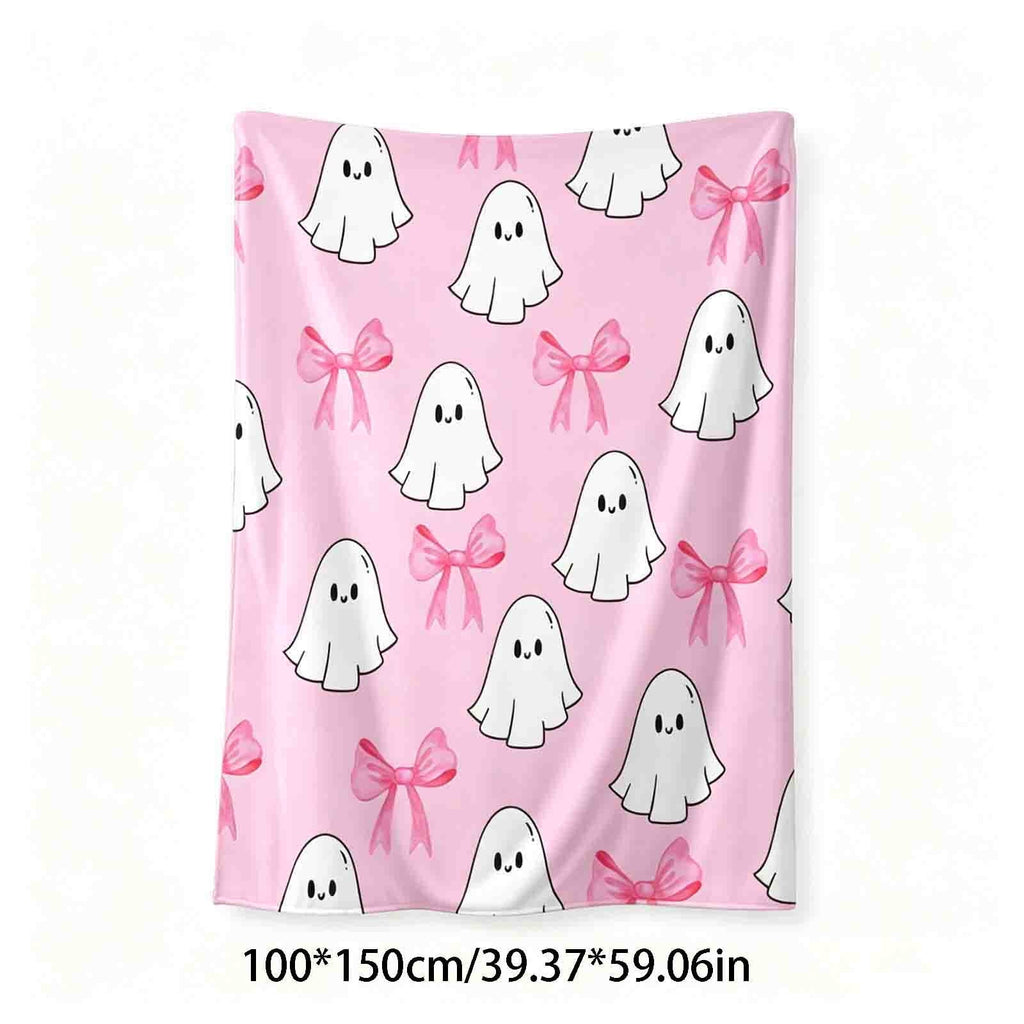 Halloween blanket,Halloween Print Throw Blanket Flannel Soft Cozy Decorative Nap Blanket with Ghost Pumpkin Skull for Office Bedroom Sofa Camping Travel(100x150cm/39x59 Inch),Black