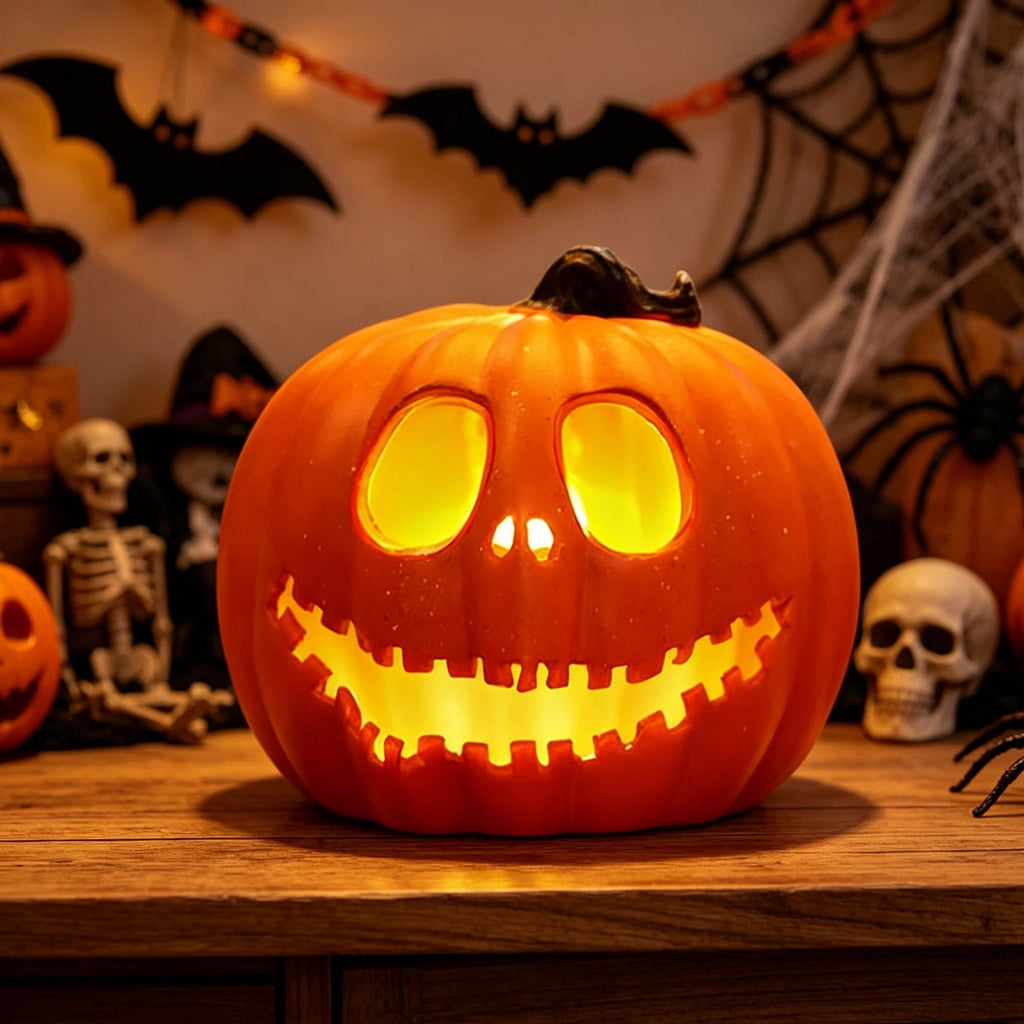 Large LED Lighted Halloween Pumpkin, Weather-Resistant Blow Mold Jack O Lantern Decoration for Outdoor Yard, Porch, Storefront, and Commercial Holiday Displays