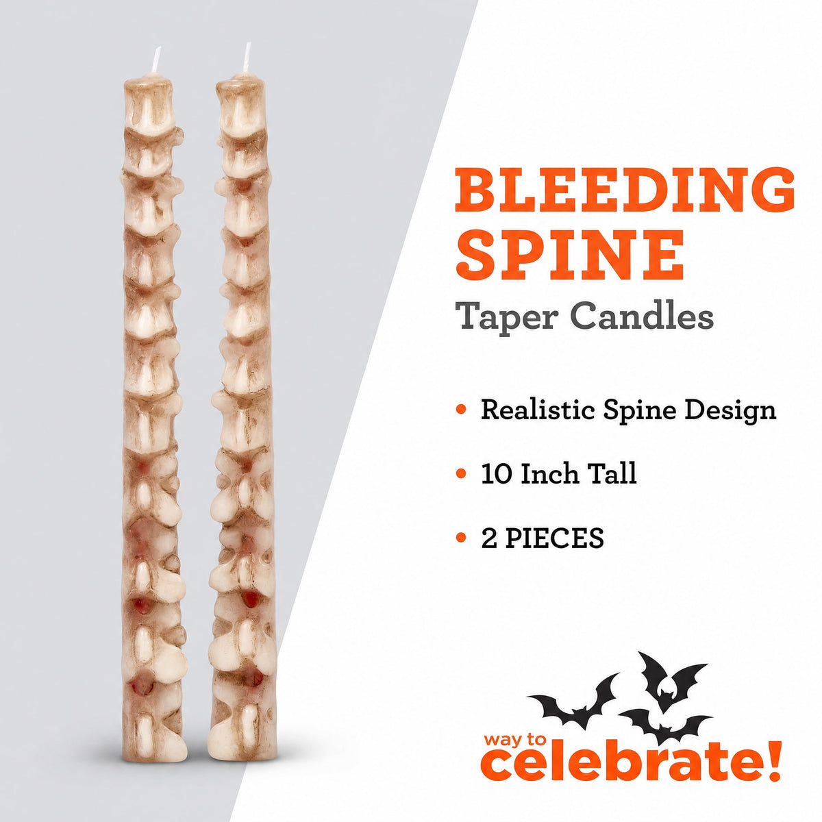 Bleeding Spine Taper Candles, 10", 2 Pieces, Halloween by Way To Celebrate