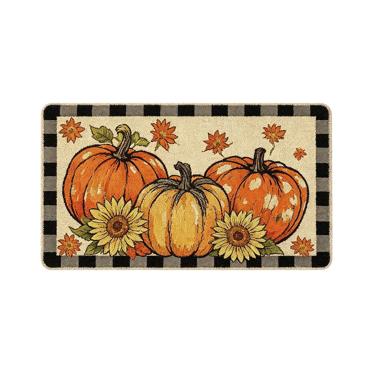 Yhmxh Fall Pumpkin Decorative Door Mat, Autumn Harvest Welcome Entryway Rug, Non‑Slip Absorbent Front Doormat, Seasonal Floor Mat for Indoor Outdoor Halloween Home Decoration 15.7x23.6 Inch