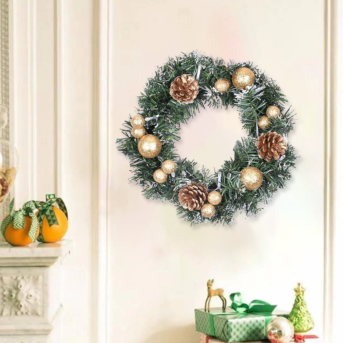 Btomtd Diameter 8" Pumpkin Skull Wreath Halloween Decor Acrylic Round Disk Hanging Ornament with Garland for Front Door Window, B