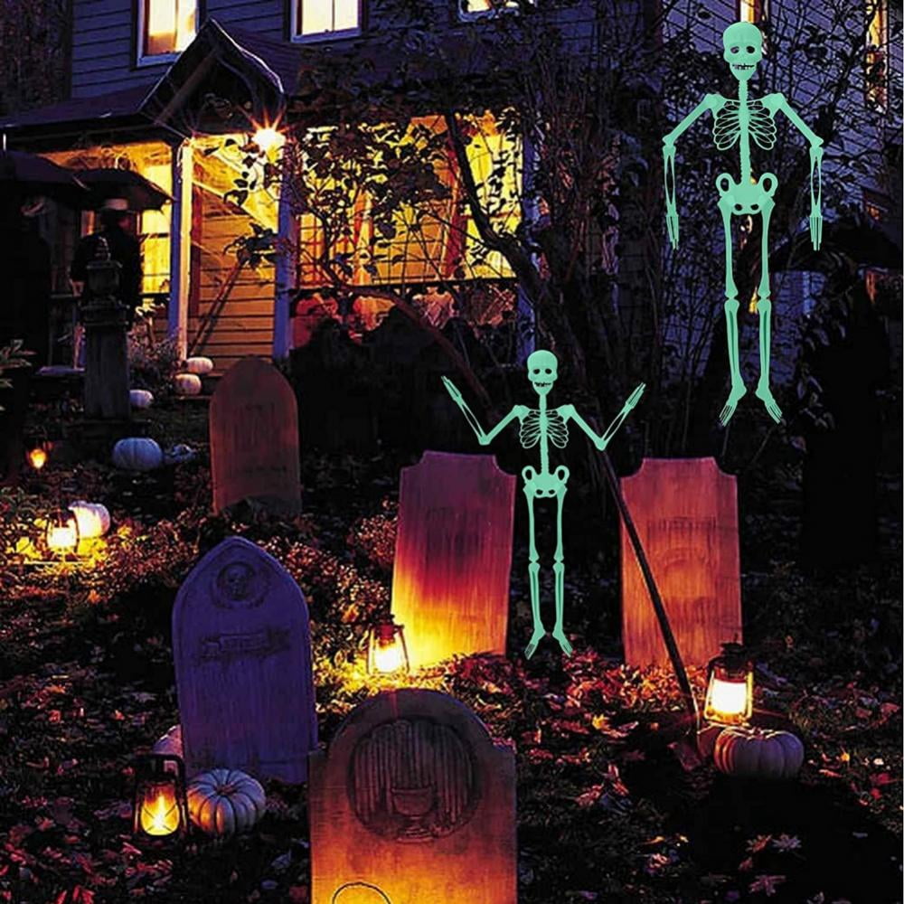 Halloween Hanging Luminous Skeleton Decorations, Full Body Glow-in-The-Dark Skeleton for Halloween Party Decorations Outdoor Yard Garden Hanging Ornaments Props