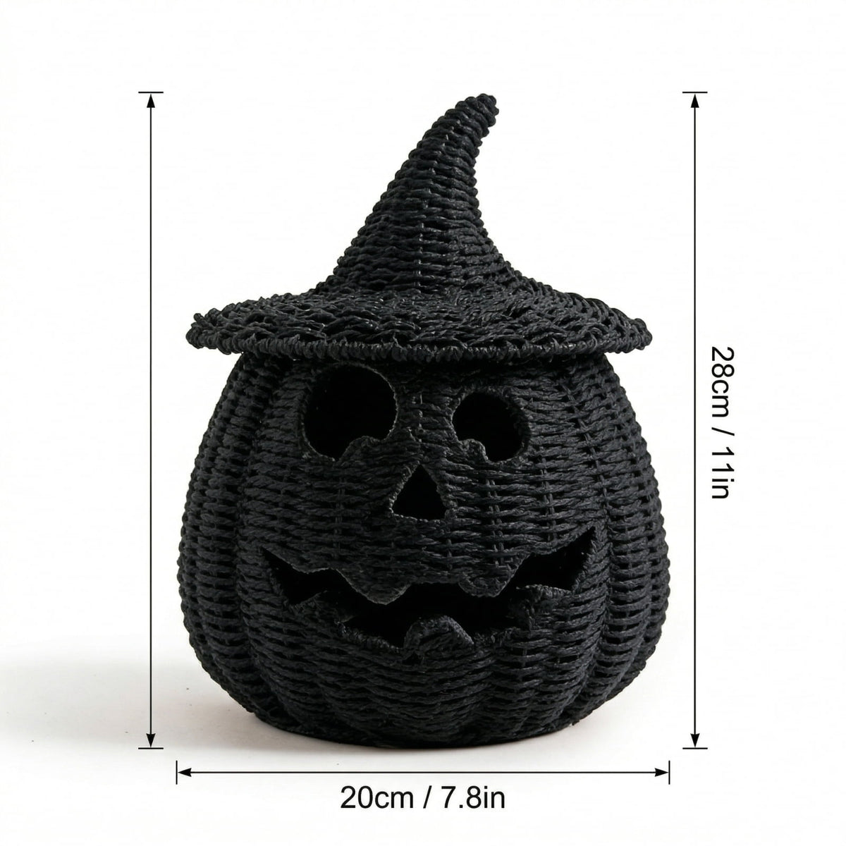 THOPBPRK 2026 Black Halloween Woven Pumpkin Jack-O'-Lantern, Halloween Decorations Pumpkin, USE LED Candle, Rattan Fall Halloween Decor for Home, 1Pack 11.8 Inch A