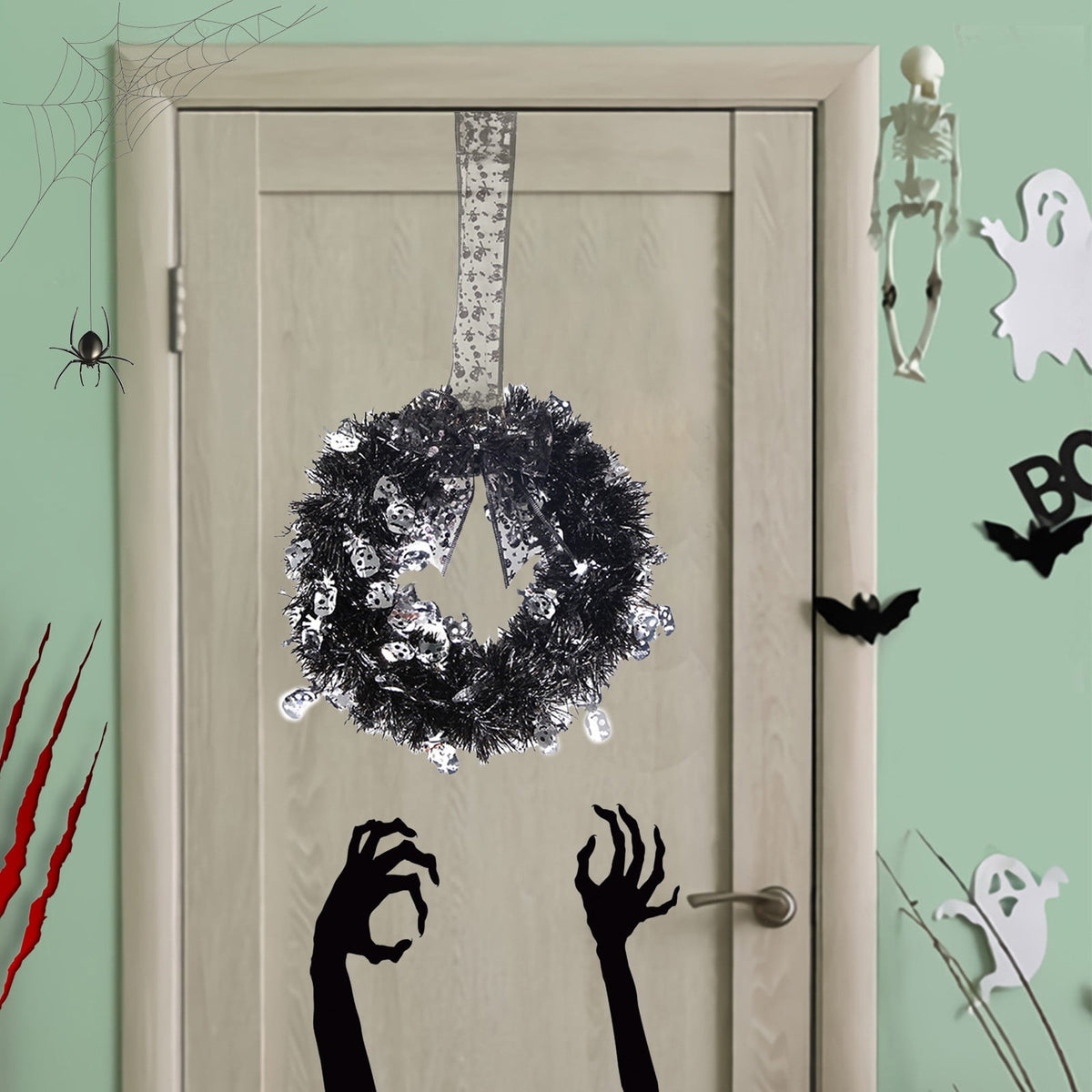 YIMWNYI Halloween Garland Wreath Decoration, Halloween Decor, Halloween Door Wreath, Indoor Outdoor Decoration, Fall Decor, Festive Wreath for Home
