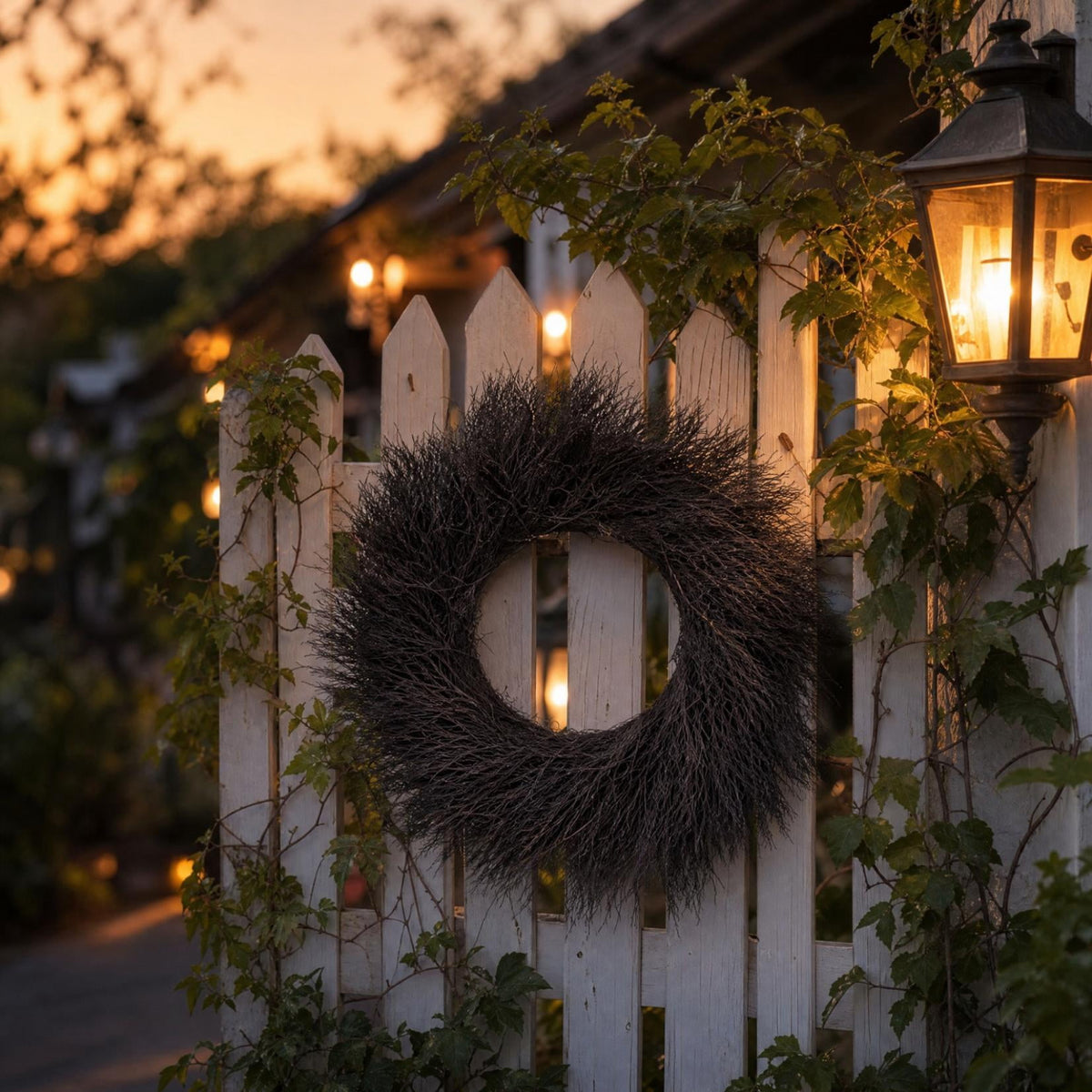 16 Inch Black Twig Halloween Wreath, Black Dead Twig Halloween Wreath, Spooky Bare Branch Garland, Gothic Seasonal Decoration, Spooky Faux Twig Garland for Front Door, Window, Wall Hanging Decor