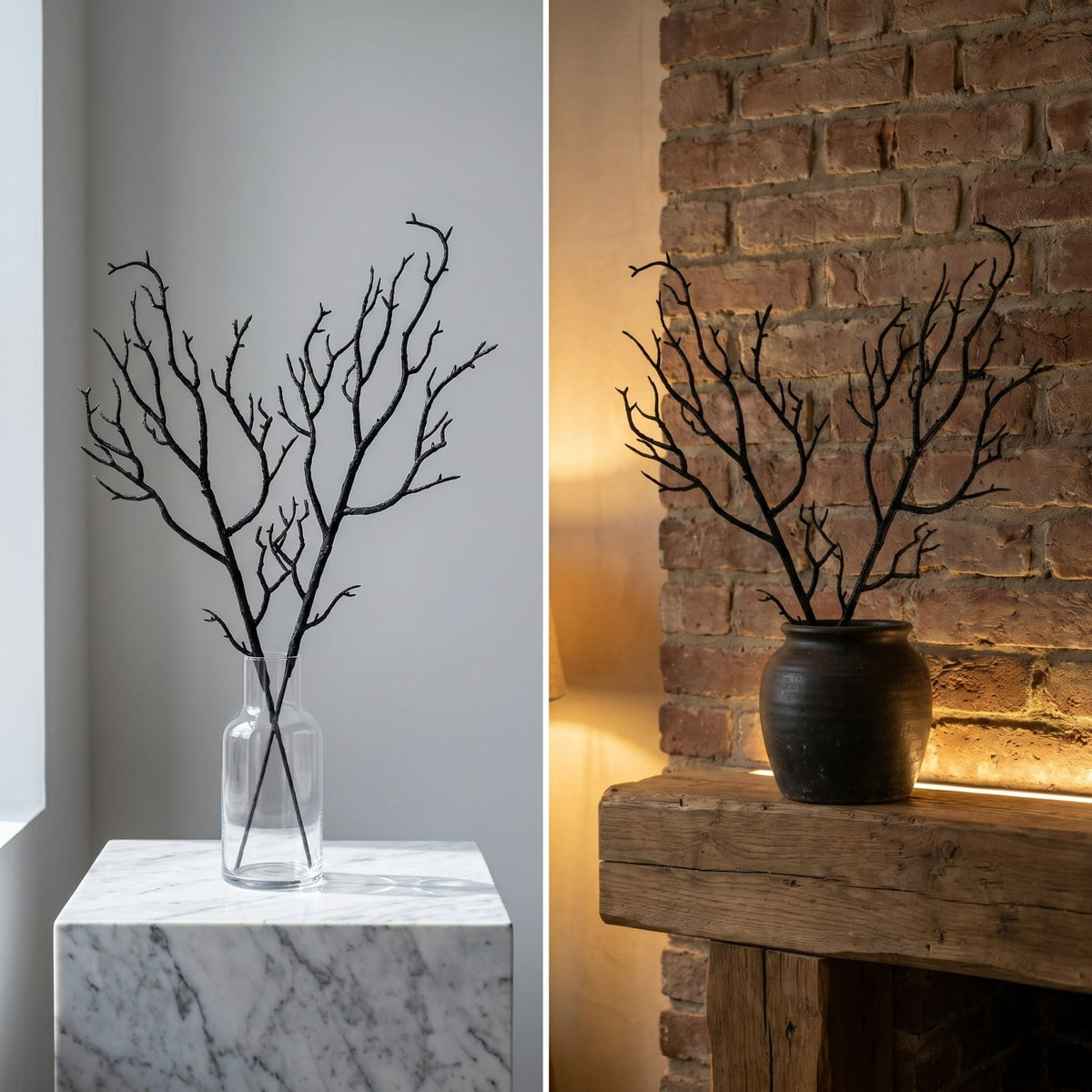 Halloween Artificial Branches, 10Pcs Black Bare Twigs Vase Fillers for Spooky Home Decor, Plastic Decorative Stems for Mantel Table Centerpiece, Creepy Indoor Outdoor Halloween Accents