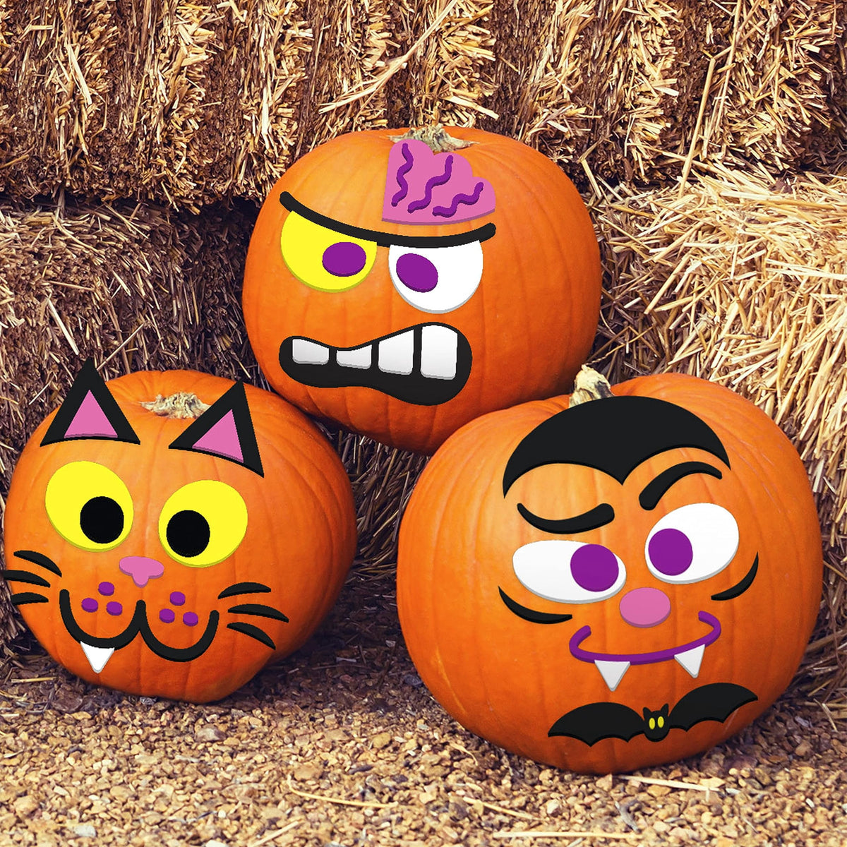 Joyfy 16 Faces Halloween Pumpkin Decorations Stickers Foam Craft Kit, 18 Sheets 16 Designs Halloween Party Favors for Kids, Party Supplies Arts Activities, Jack O Lantern Face Sticker School Gifts